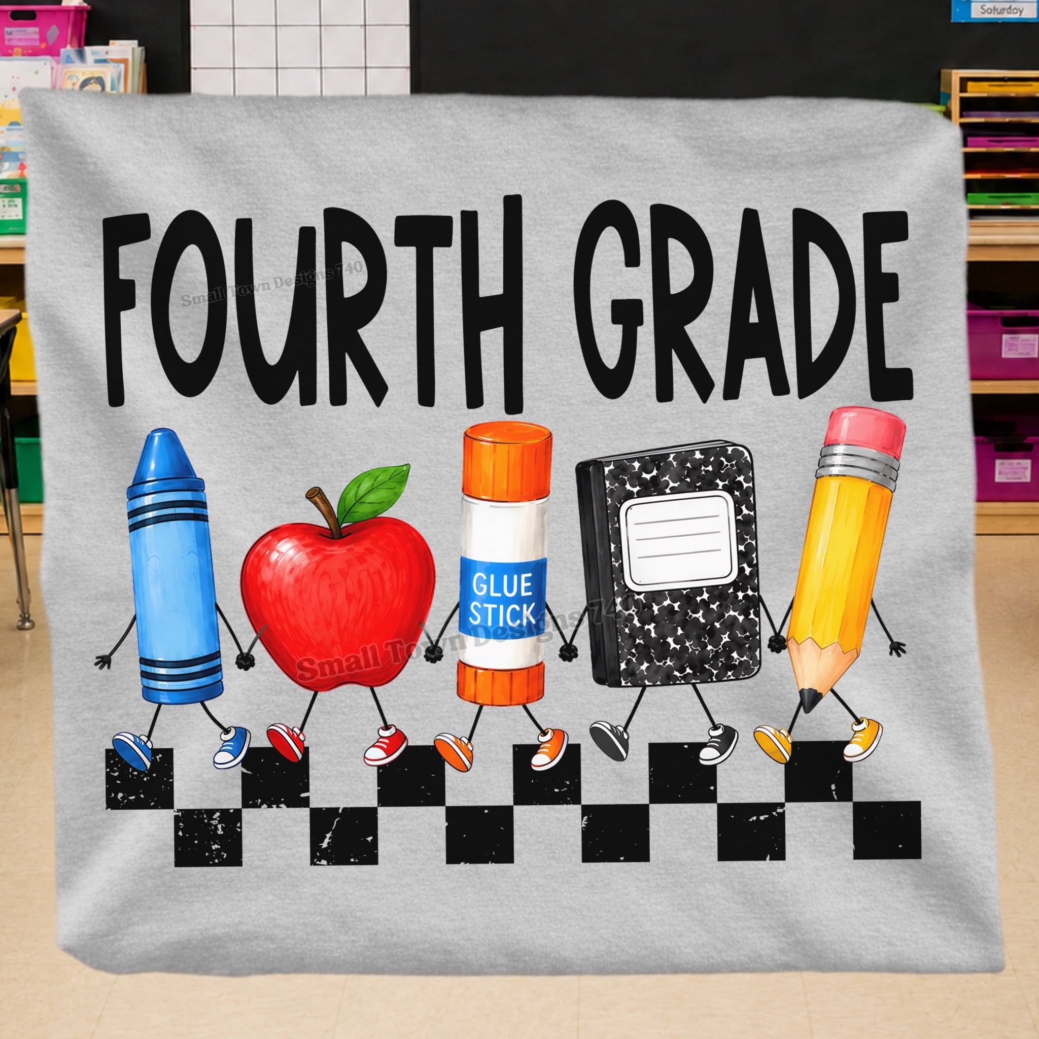 DTF PRINT - Back to School Fourth Grade Walking School Tools Main image