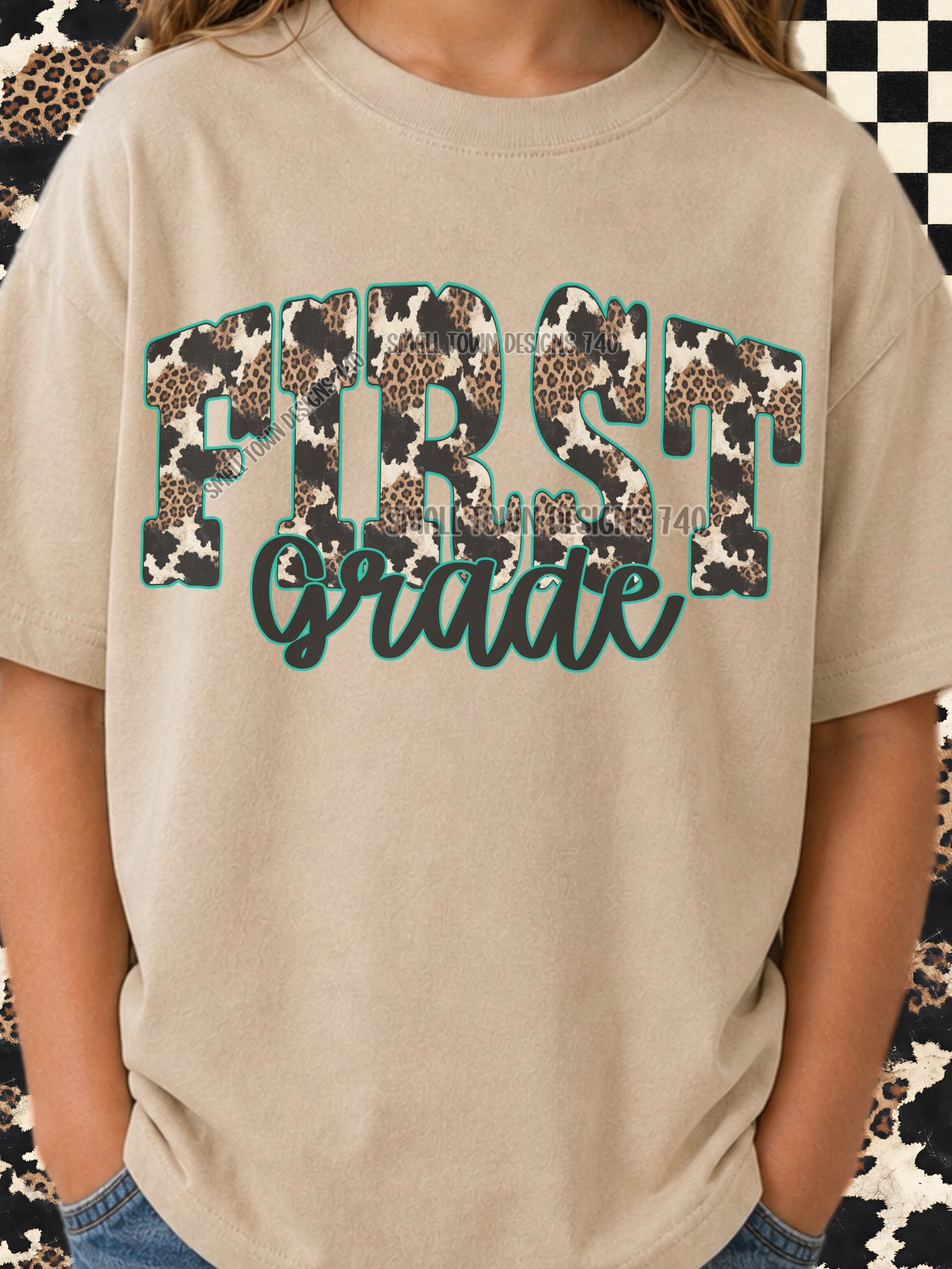 DTF PRINT - Back to School First Grade Animal Print Main image