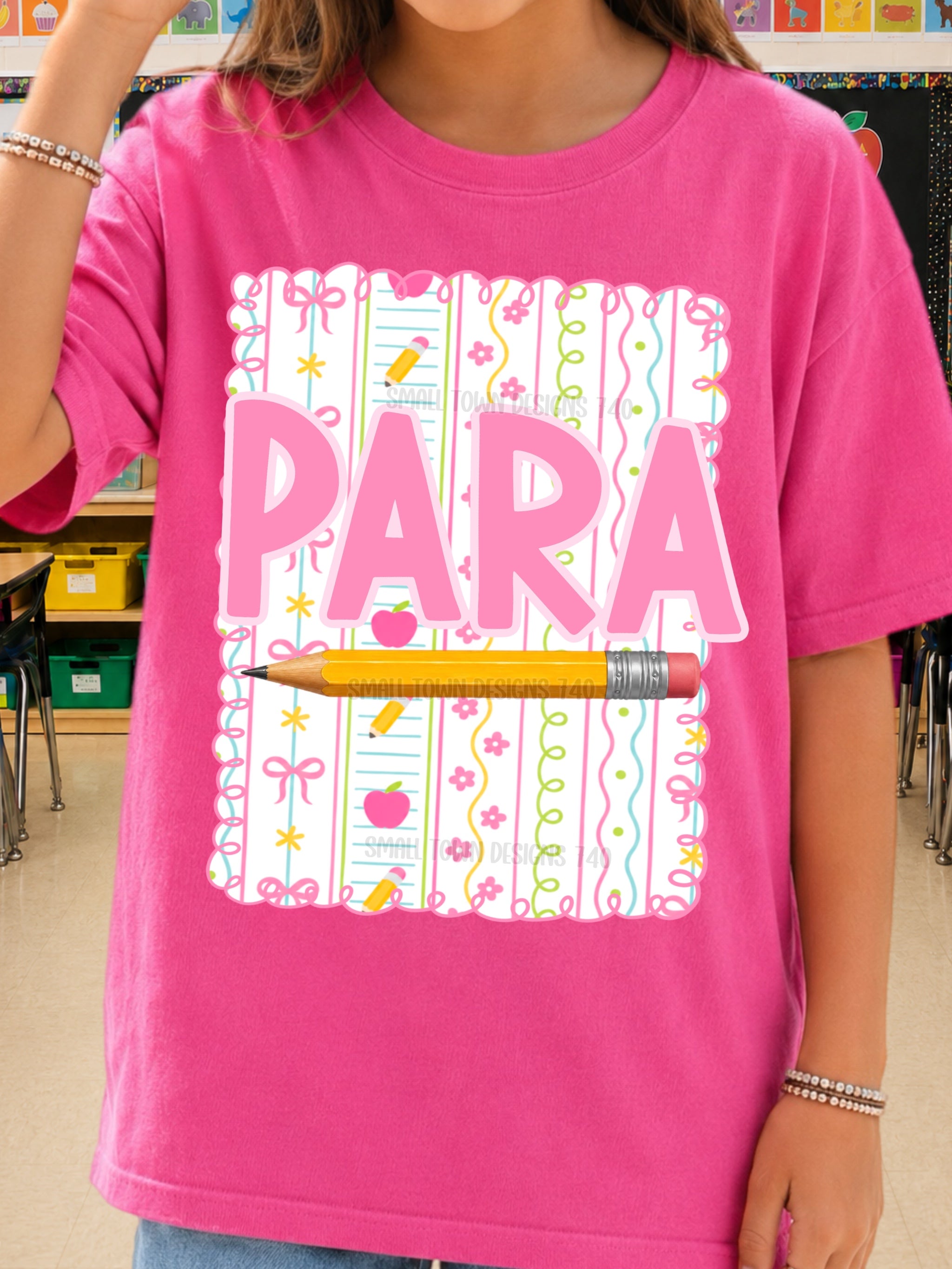 DTF PRINT - Back to School Para Bows Flowers Pencil Main image