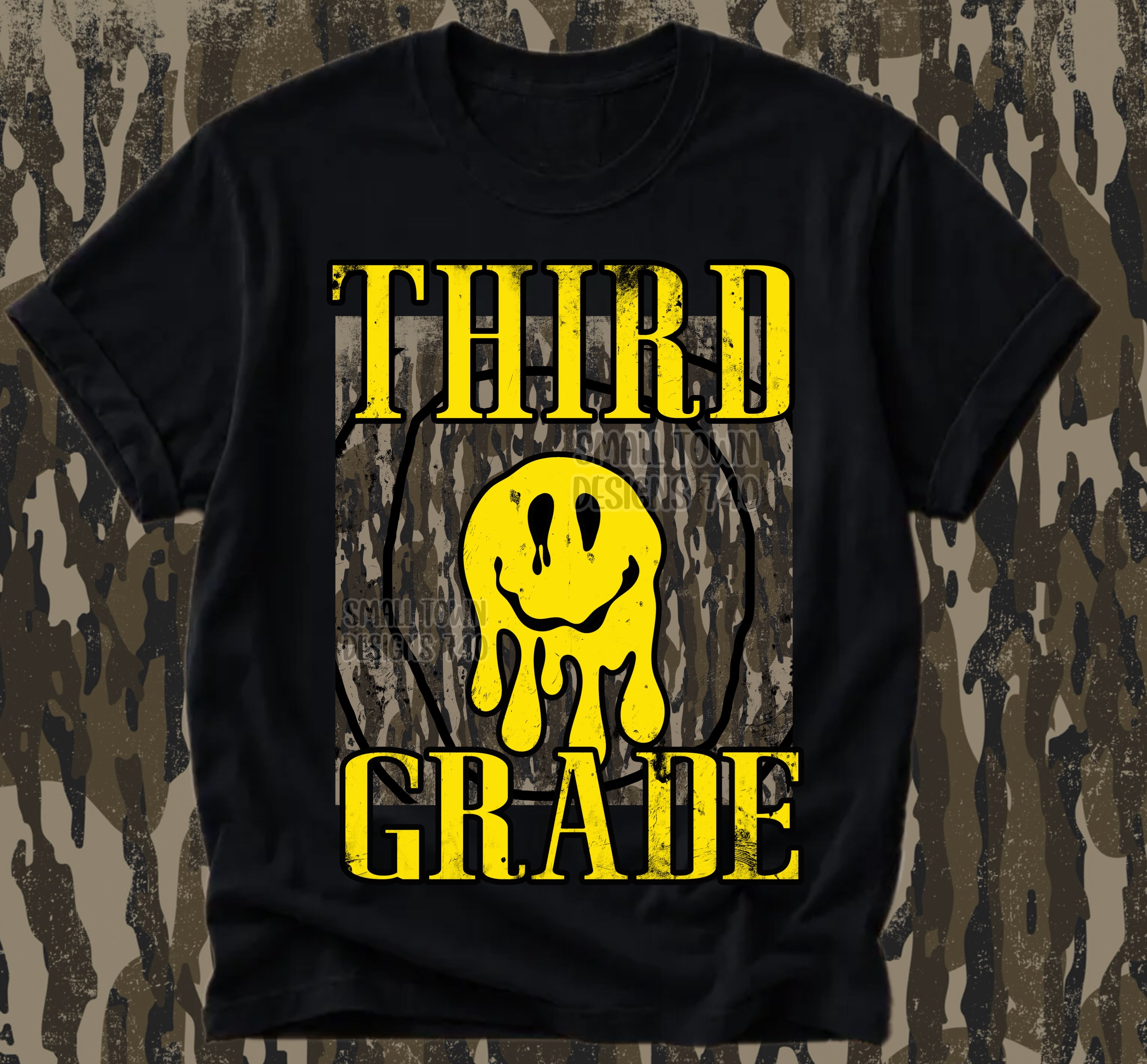 DTF PRINT - Back to School Third Grade Dripping Smiley Face Main image