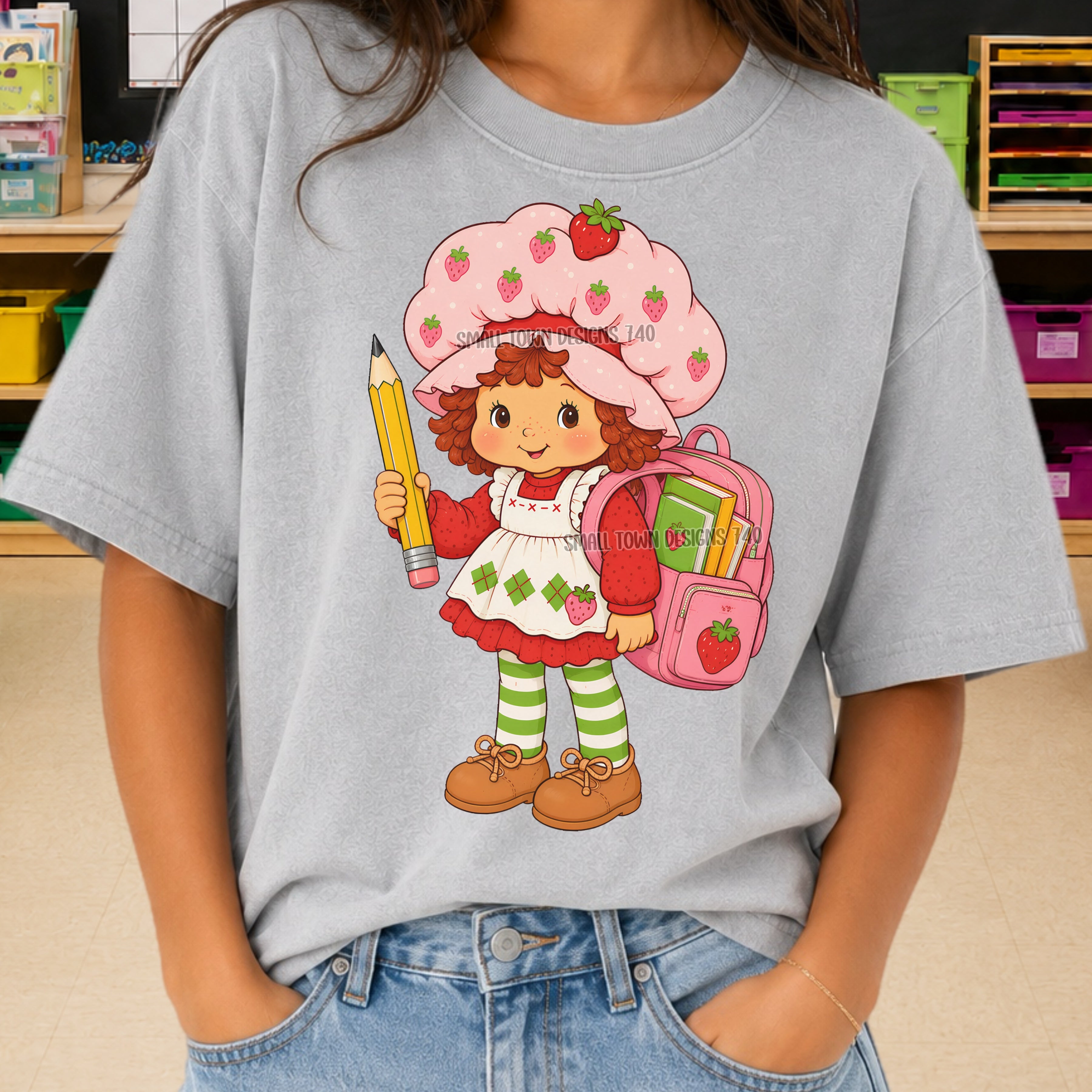 DTF PRINT - Back to School Strawberry Shortcake Main image