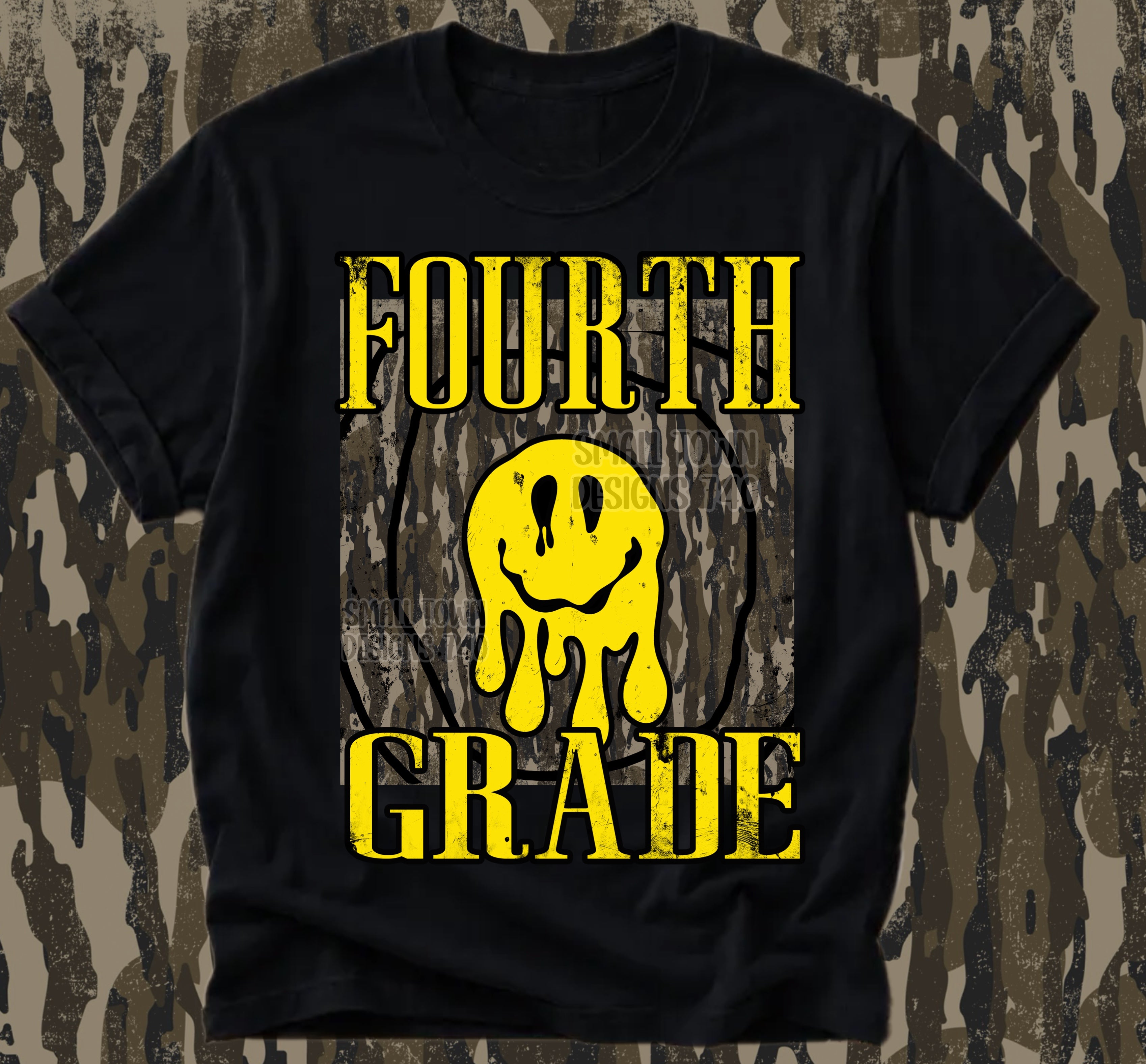 DTF PRINT - Back to School Fourth Grade Dripping Smiley Face