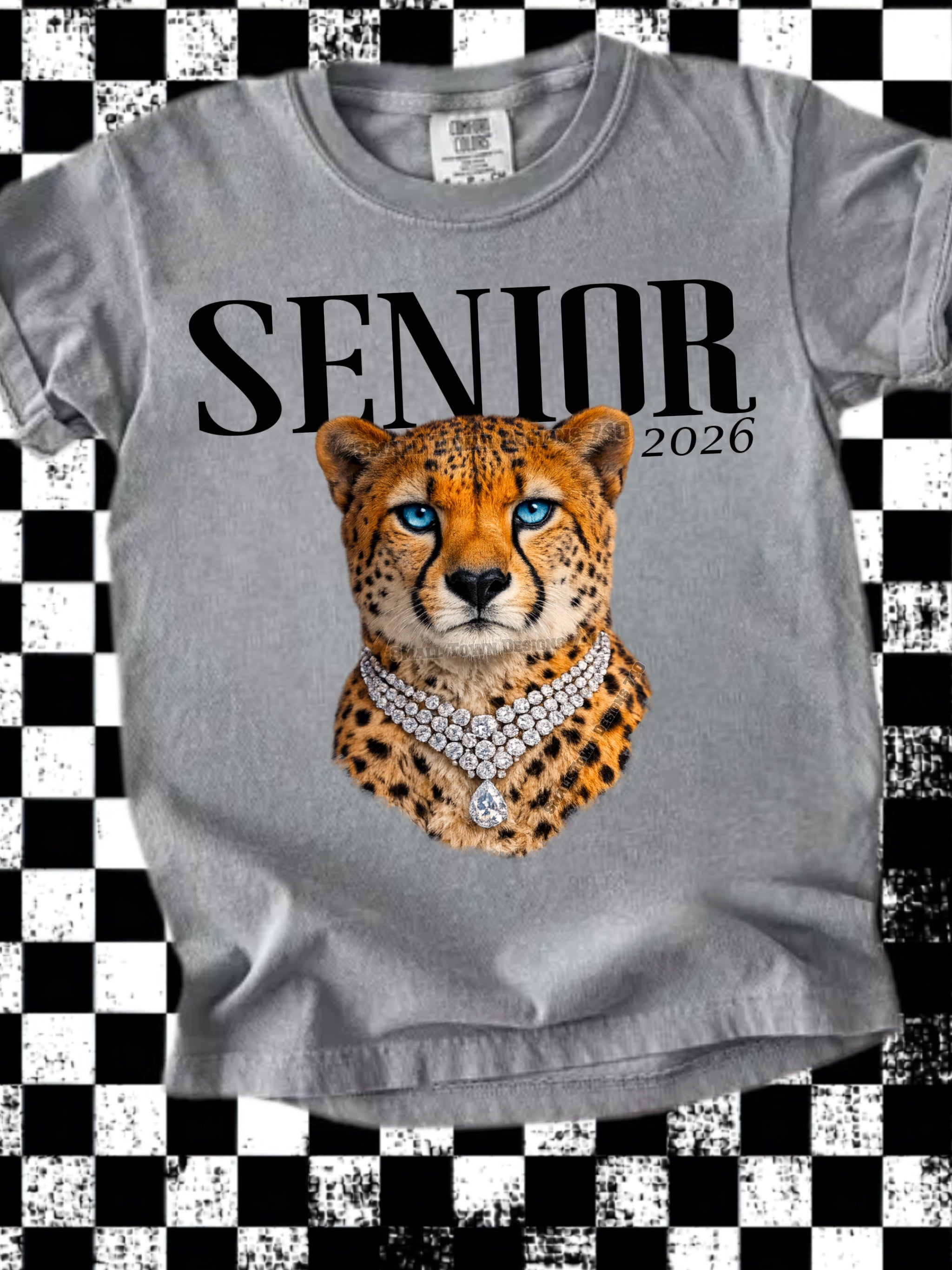 DTF PRINT - Back to School Senior Leopard Diamond Necklace