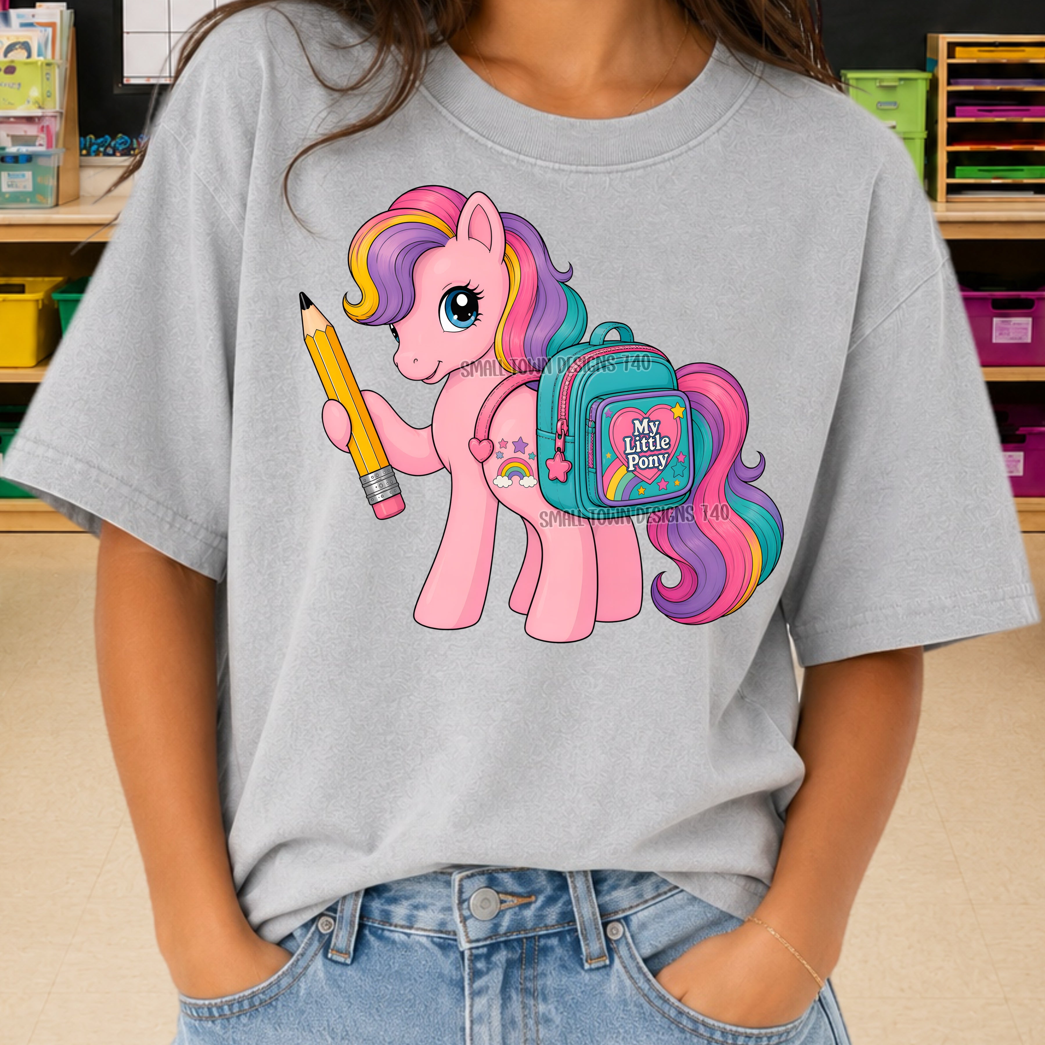 DTF PRINT - Back to School My Little Pony Backpack Pencil