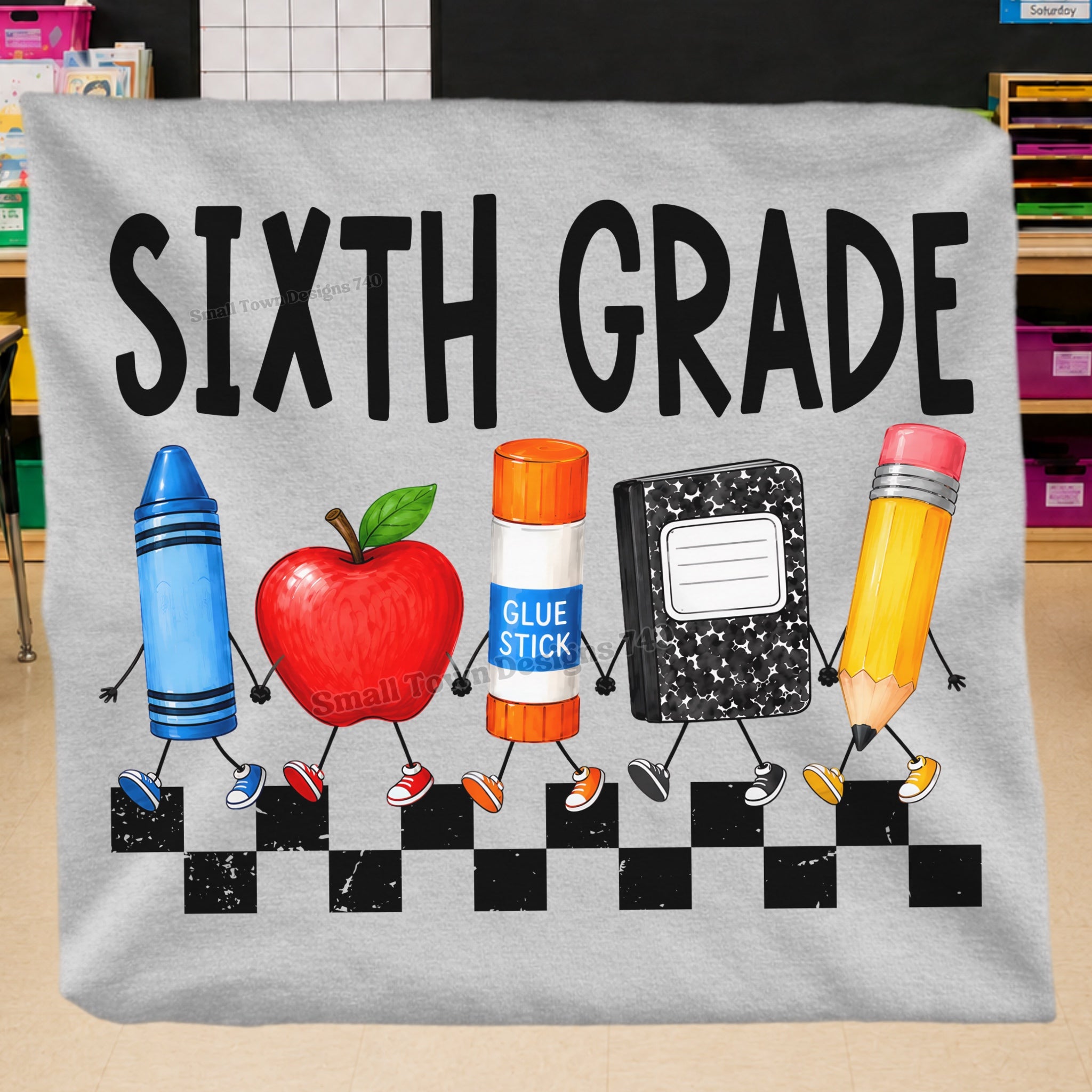 DTF PRINT - Back to School Sixth Grade Walking School Tools