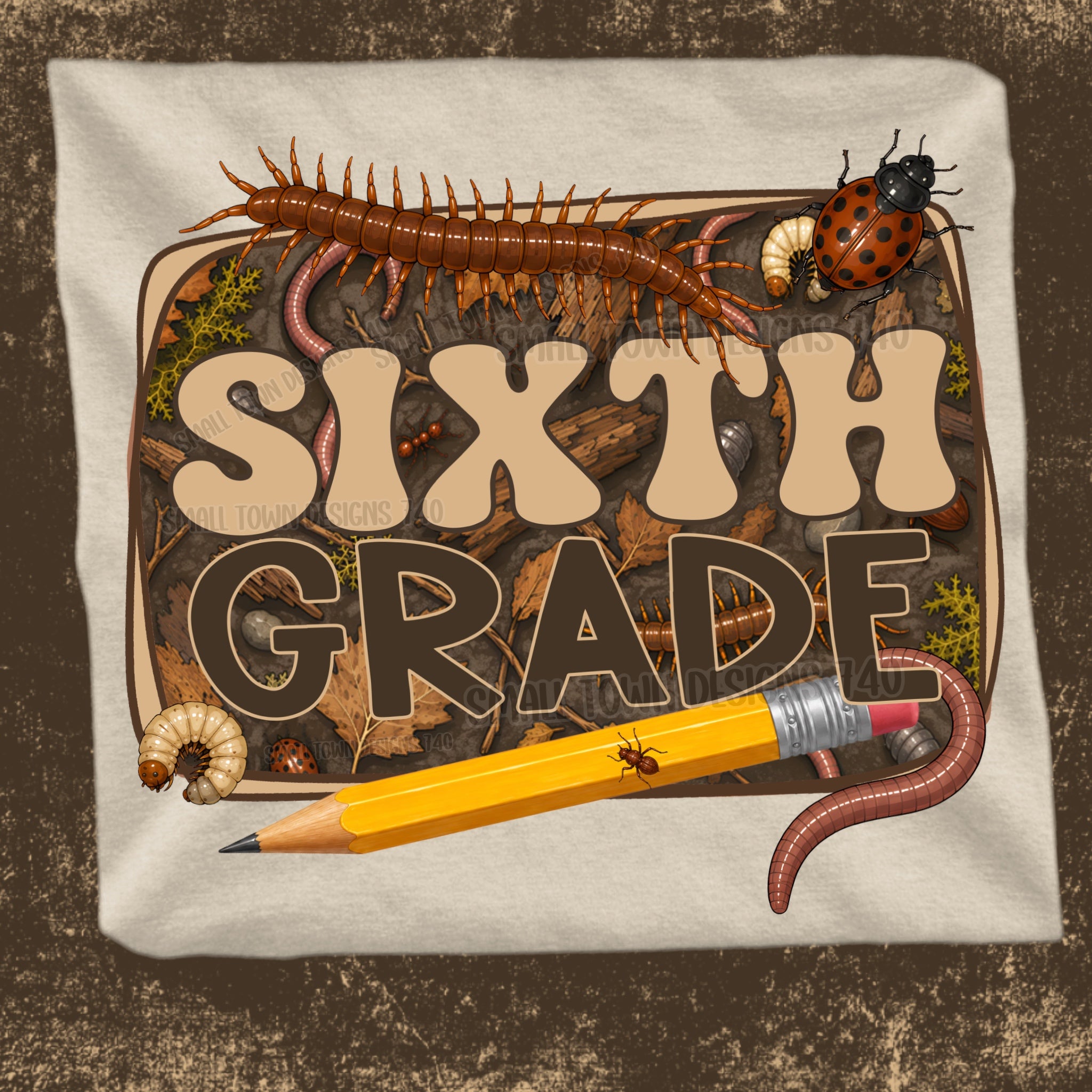 DTF PRINT - Back to School Sixth Grade Insects Pencil