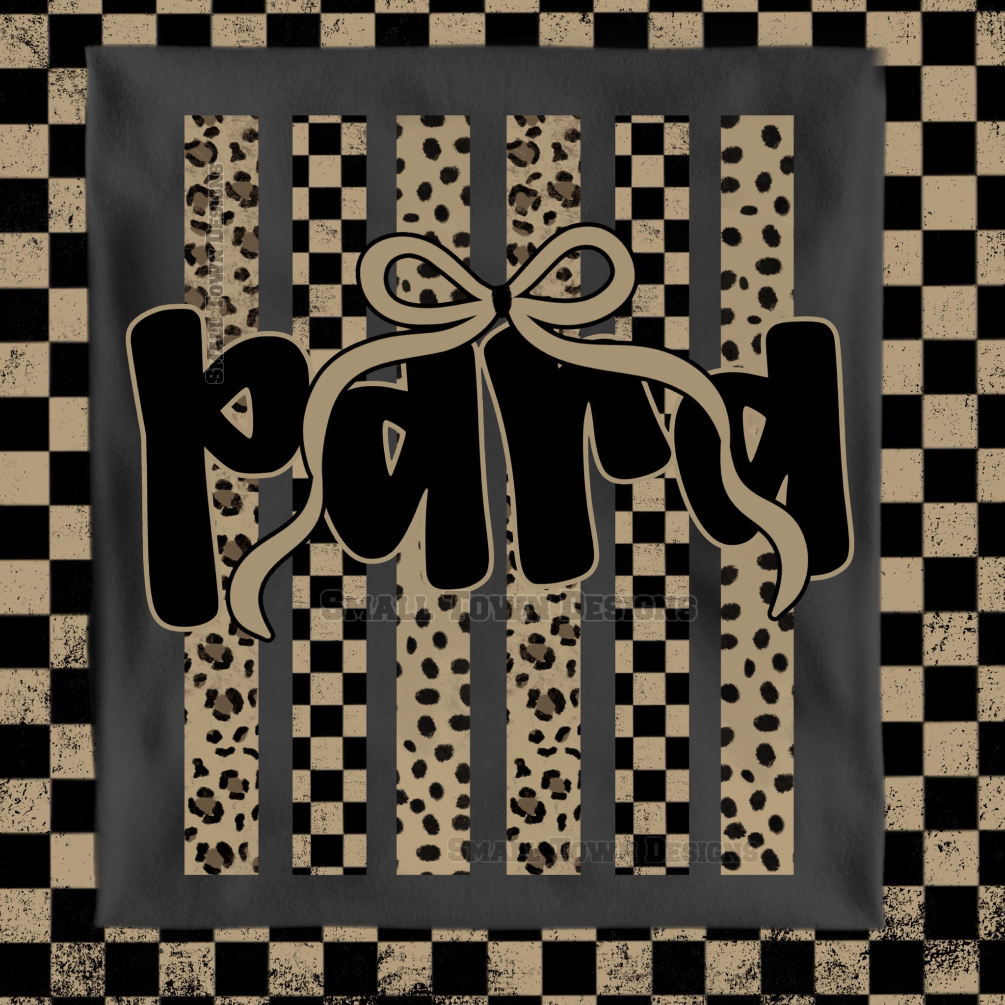 DTF PRINT - Back to School Para Checkerboard Bow Main image