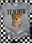 DTF PRINT - Back to School Teacher Leopard Diamond Necklace