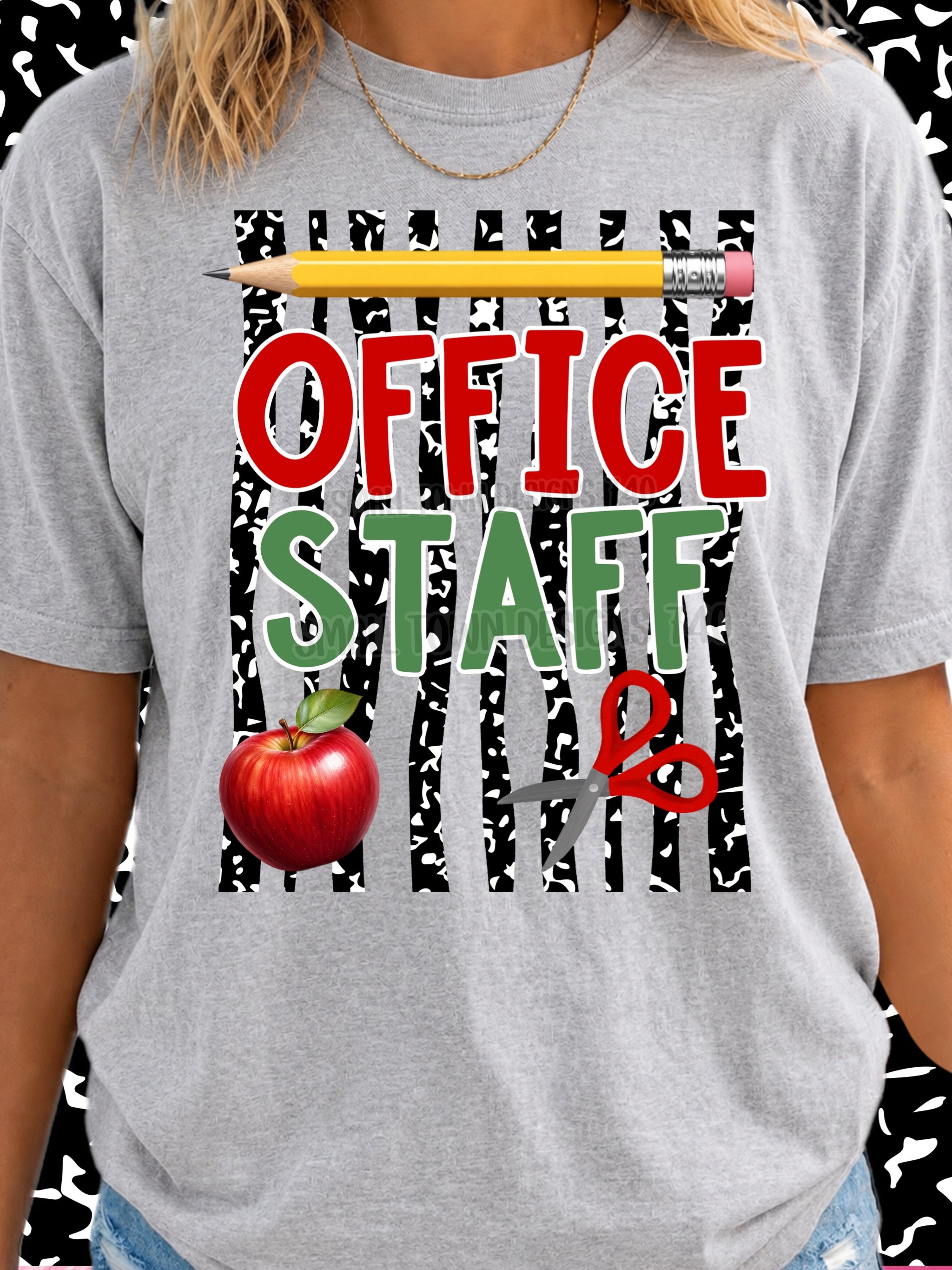 DTF PRINT - Back to School Office Staff Pencil Apple Scissors Main image