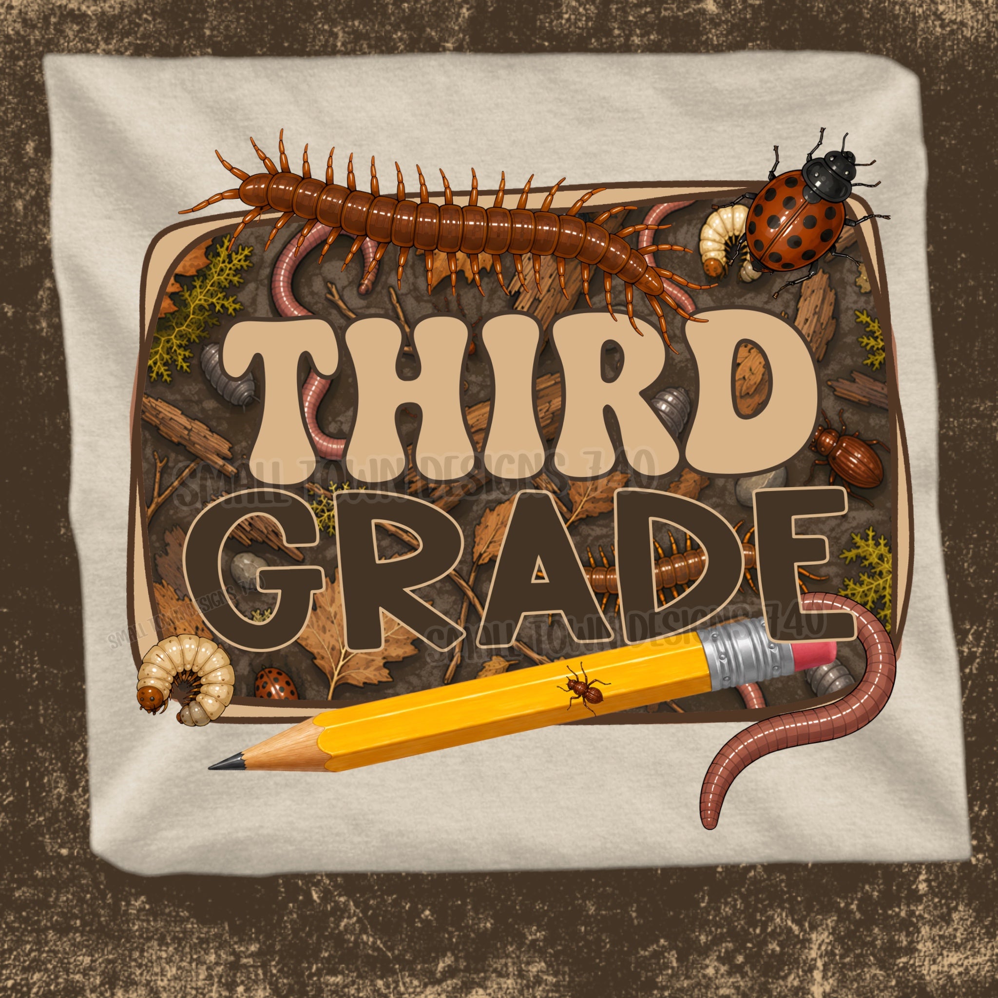 DTF PRINT - Back to School Third Grade Insects Pencil