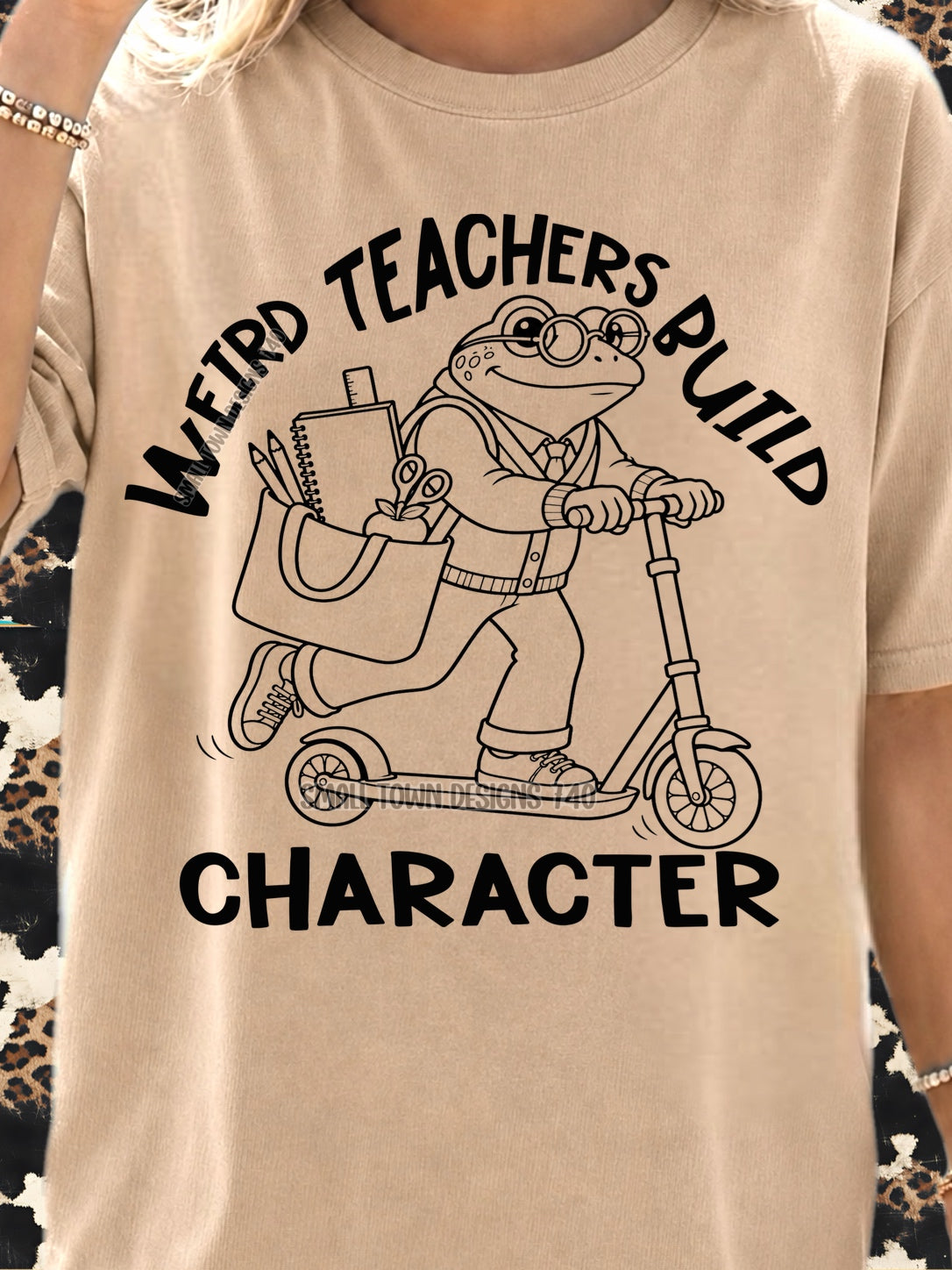 DTF PRINT - Back to School Weird Teachers Build Character Frog Scooter Main image
