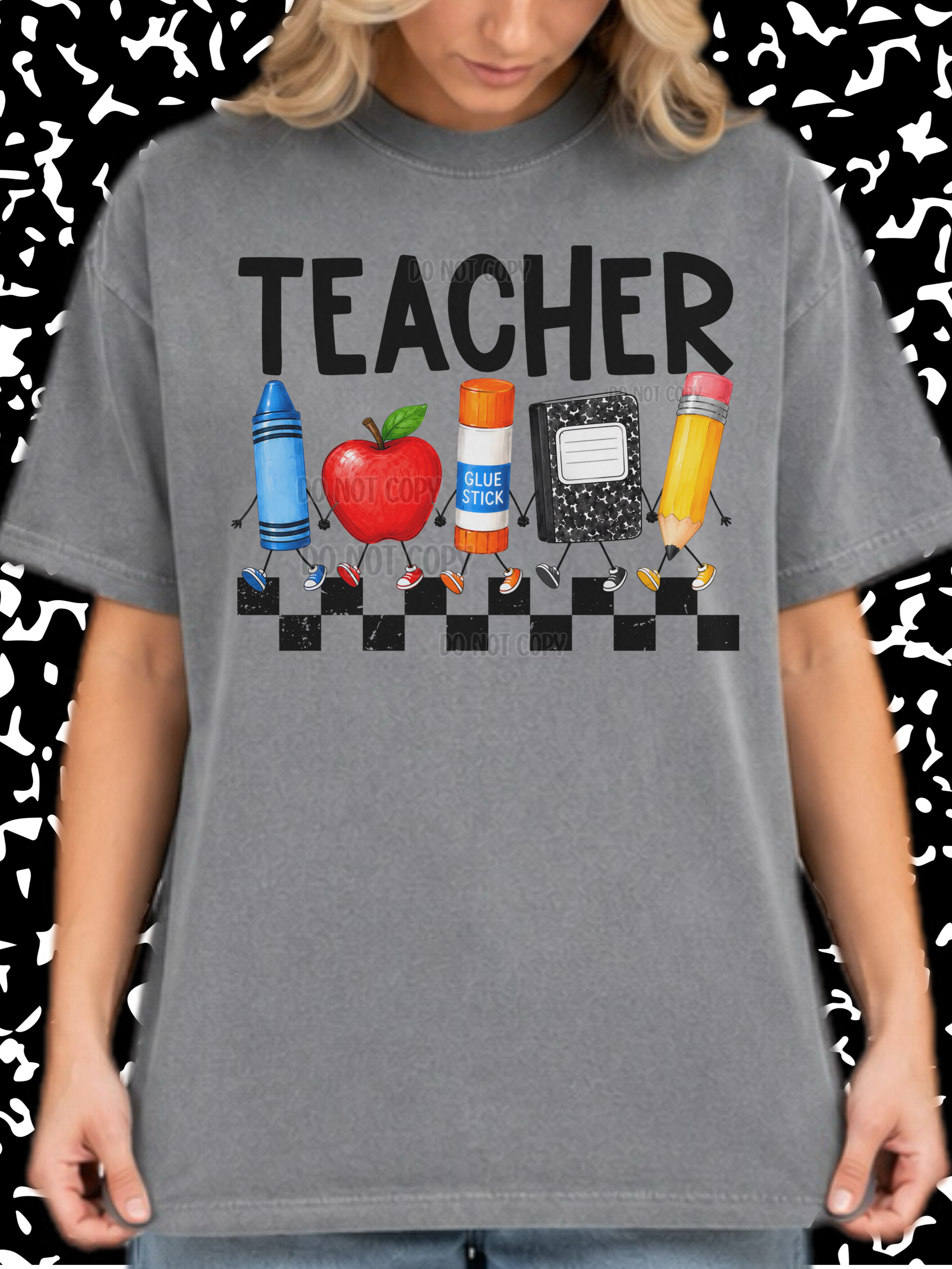 DTF PRINT - Back to School Teacher Walking School Tools Main image