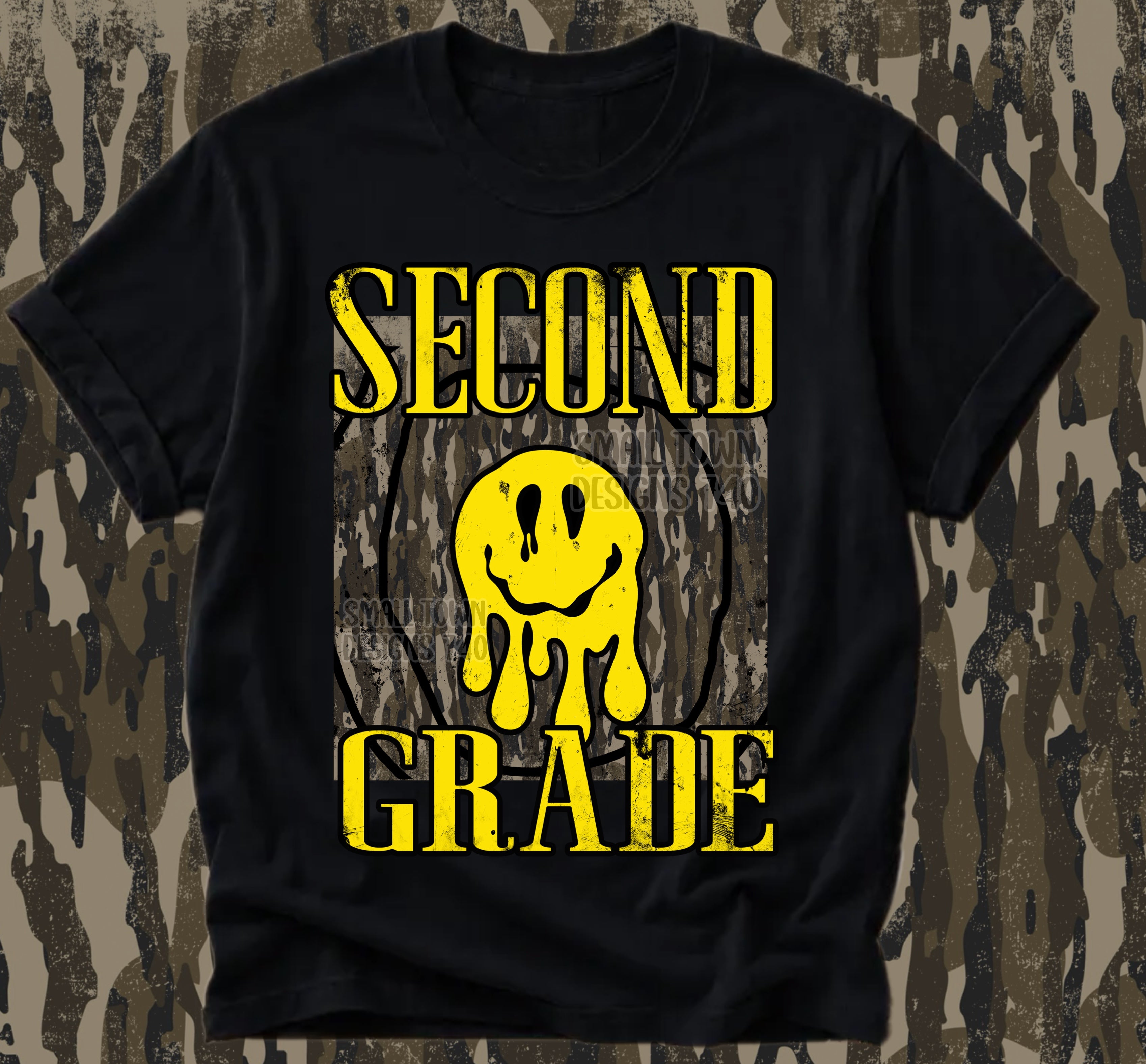 DTF PRINT - Back to School Second Grade Dripping Smiley Face