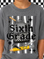 DTF PRINT - Back to School Sixth Grade Checkerboard Backpack School Tools