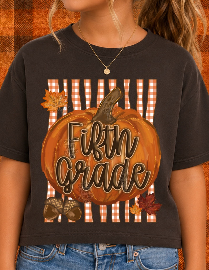 DTF PRINT - Back to School Fifth Grade Pumpkin Fall Main image