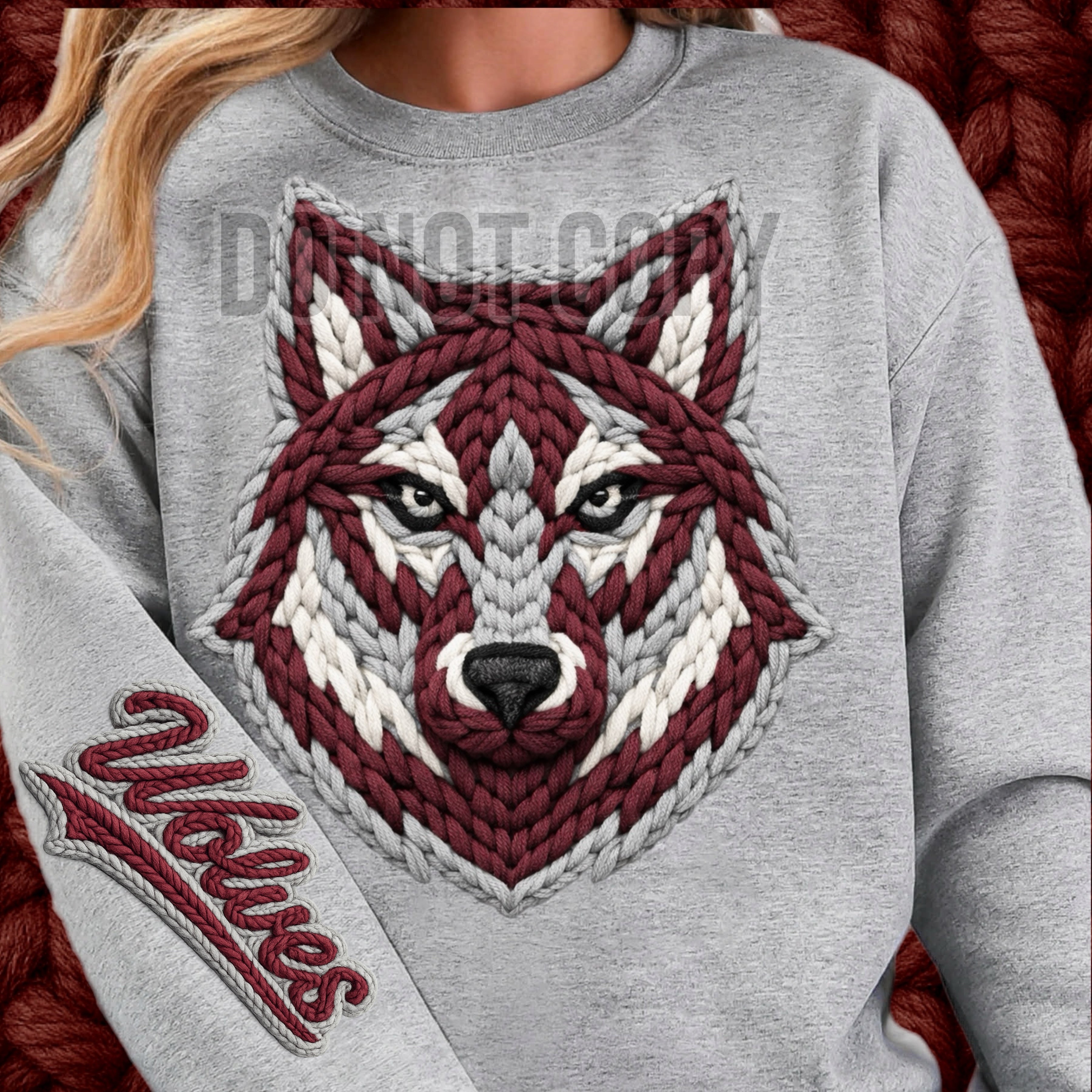 DTF Print Davenport Wolves Faux Yarn