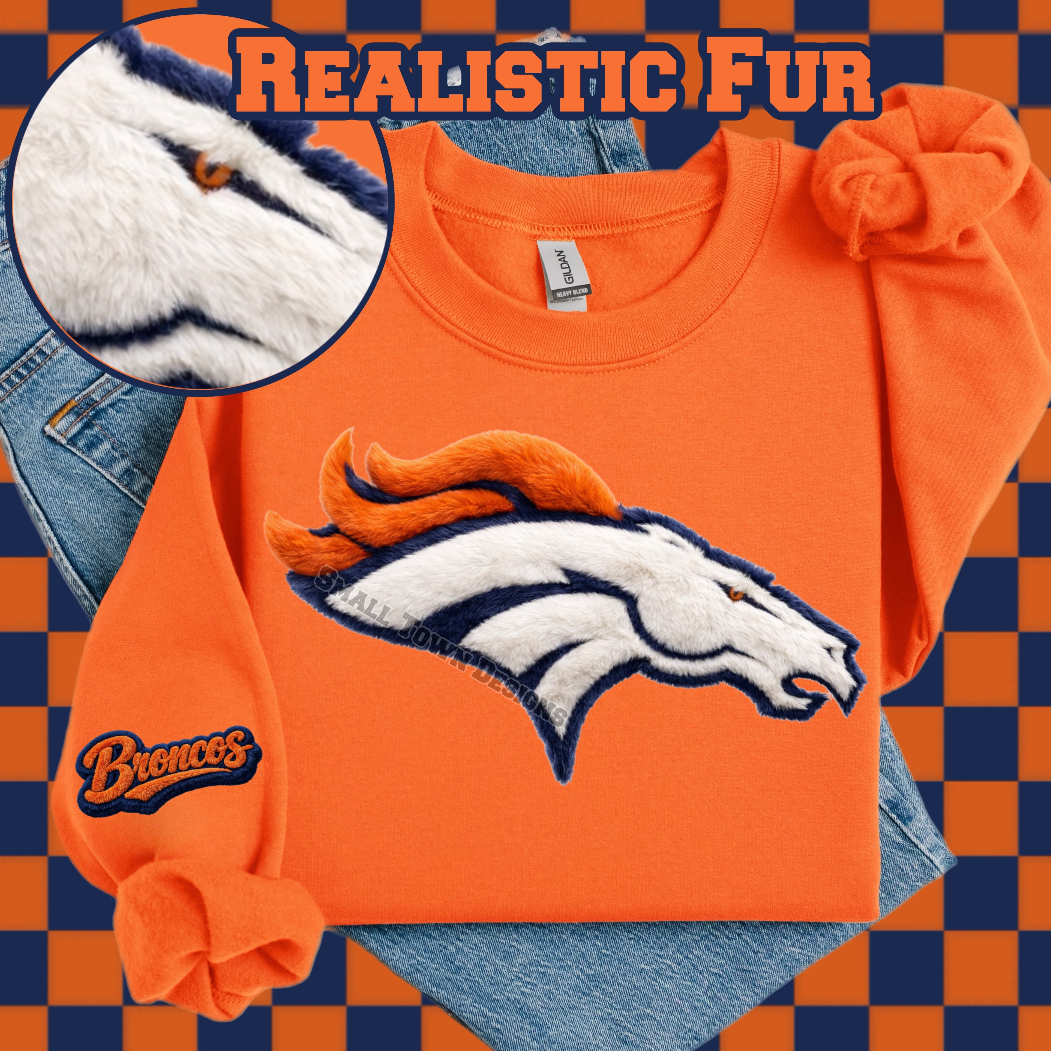 DTF Print Denver Broncos Fuzzy