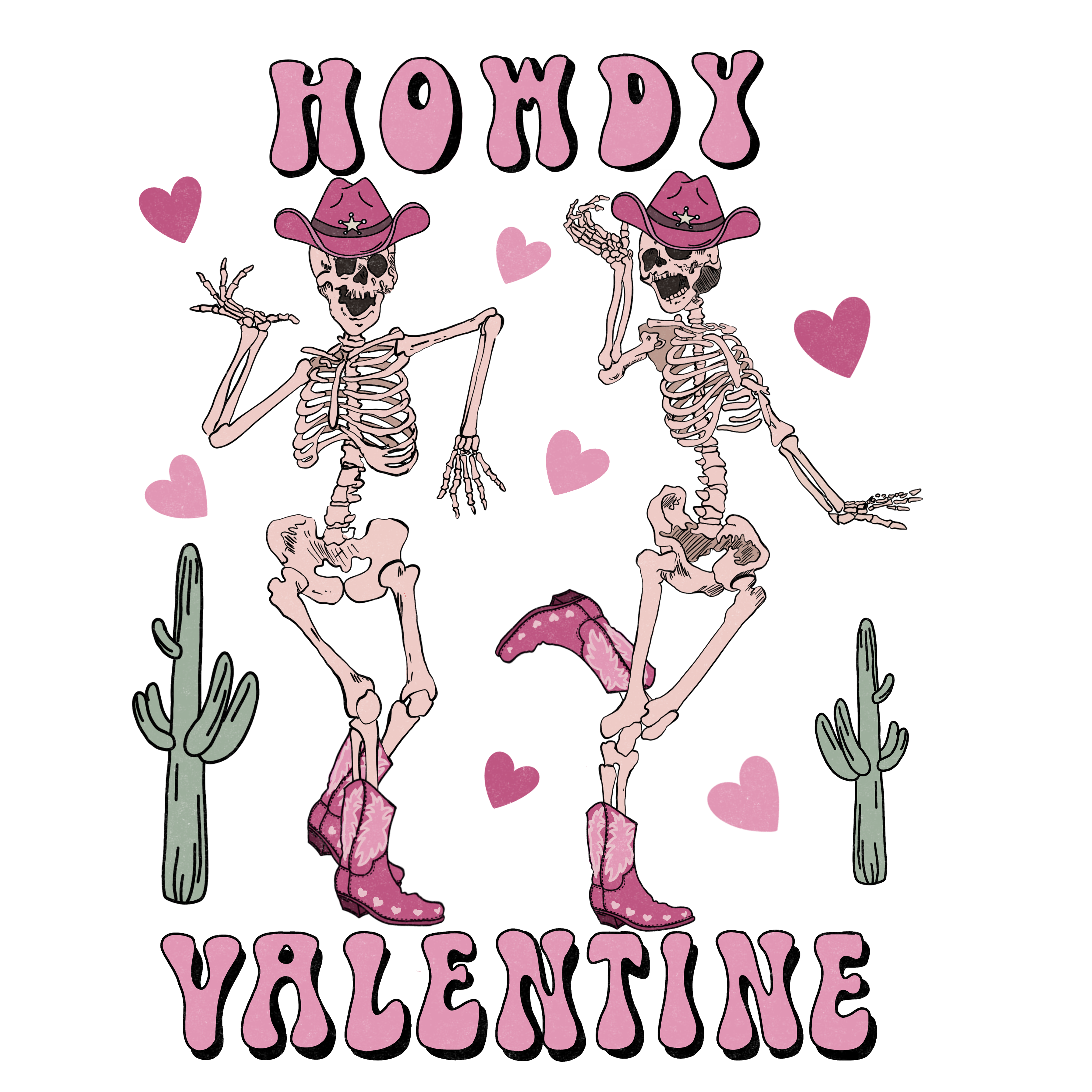 DTF Print-Skeleton Howdy Valentine Main image