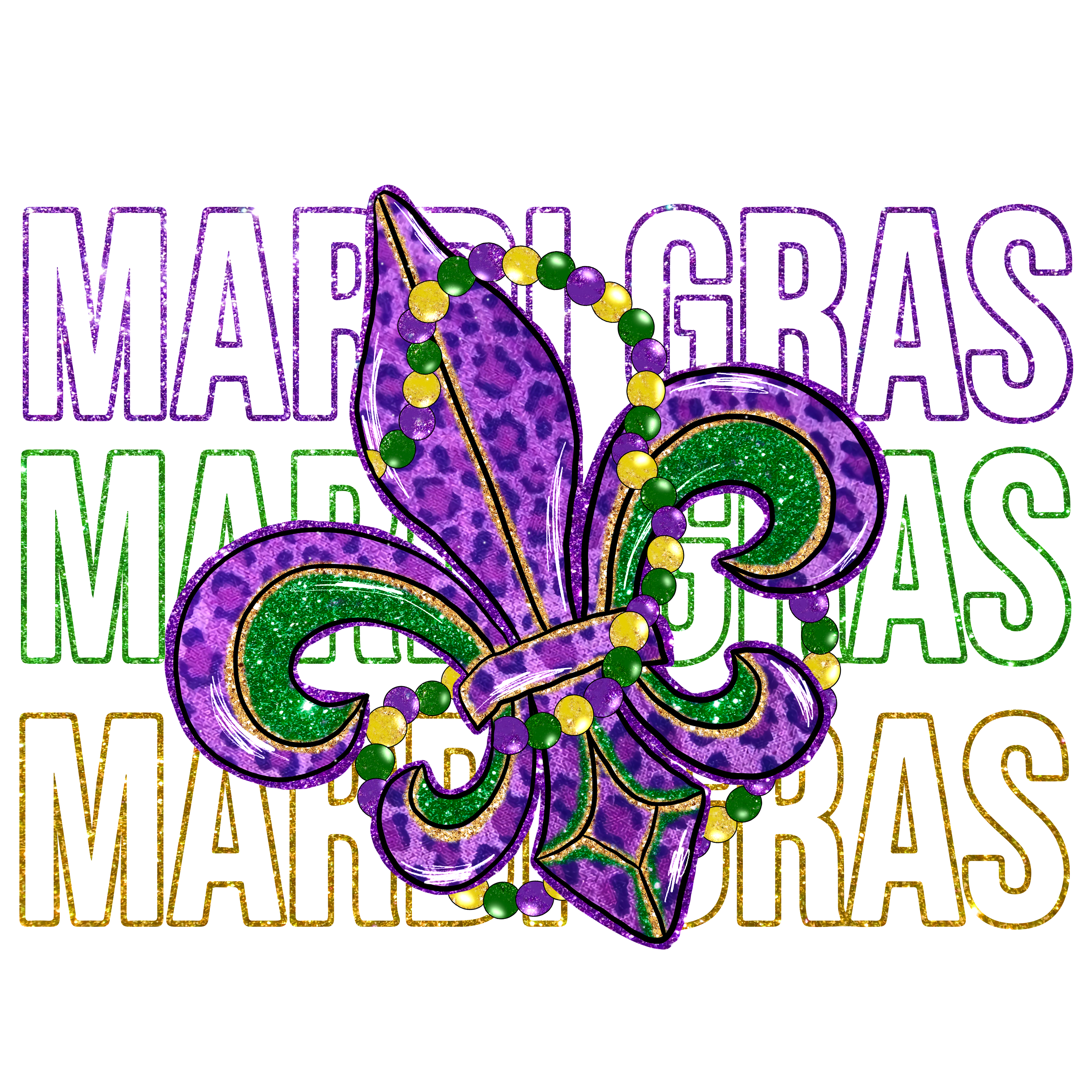 DTF Print-Faux Glitter Mardi Gras Mardi Gras Main image