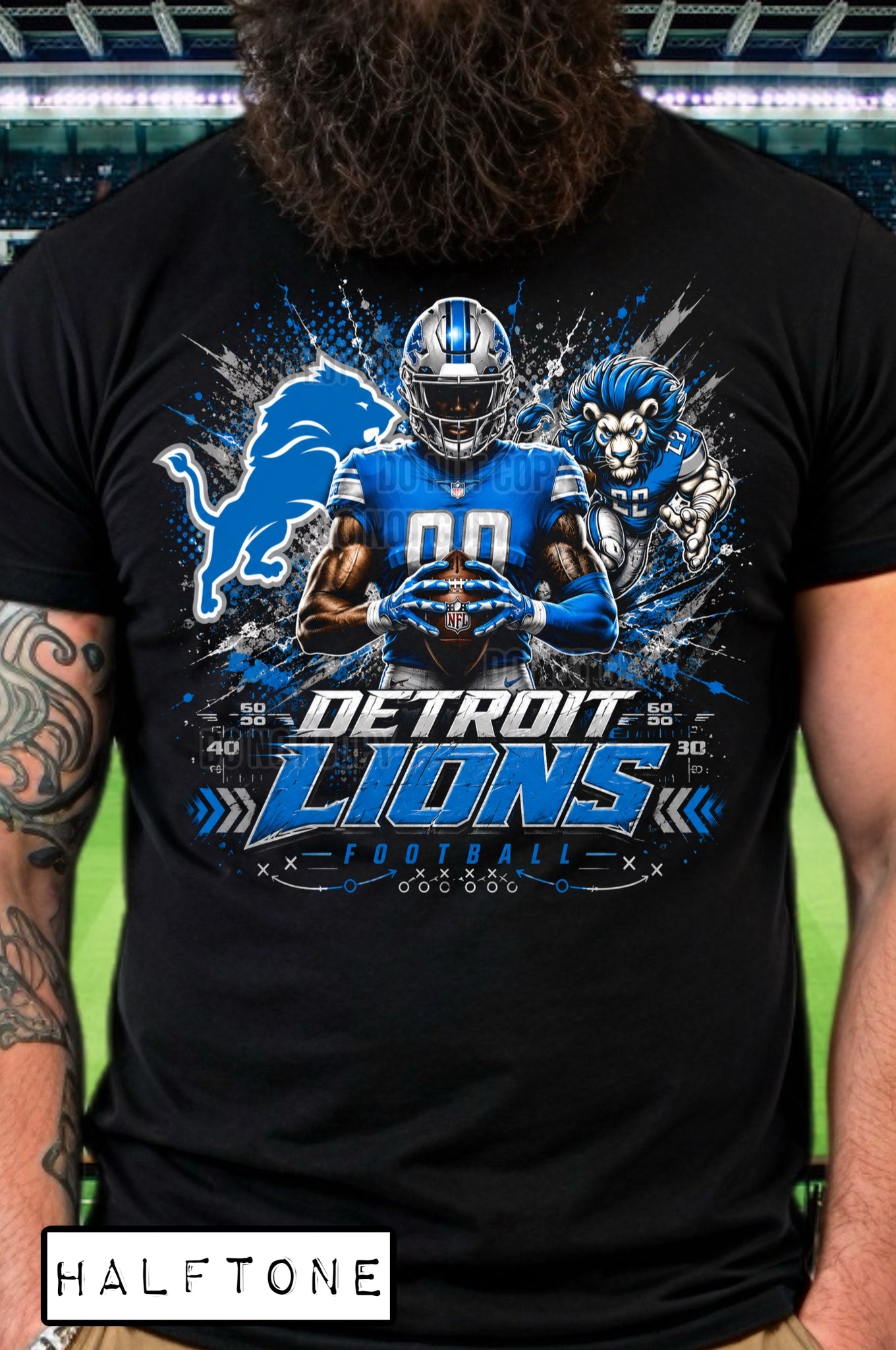 DTF PRINT Halftone Detroit Lions Main image