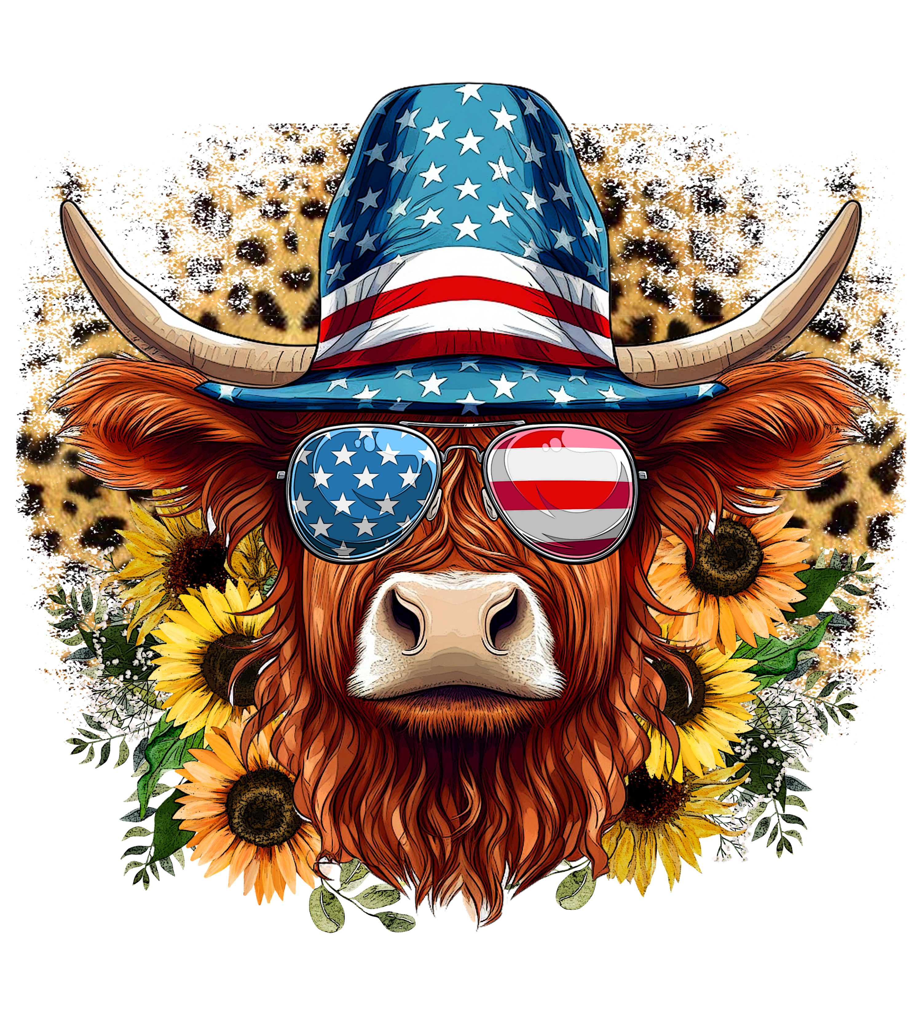 HTV Prints -Highland Cow 4th of July - The Vinyl Haus