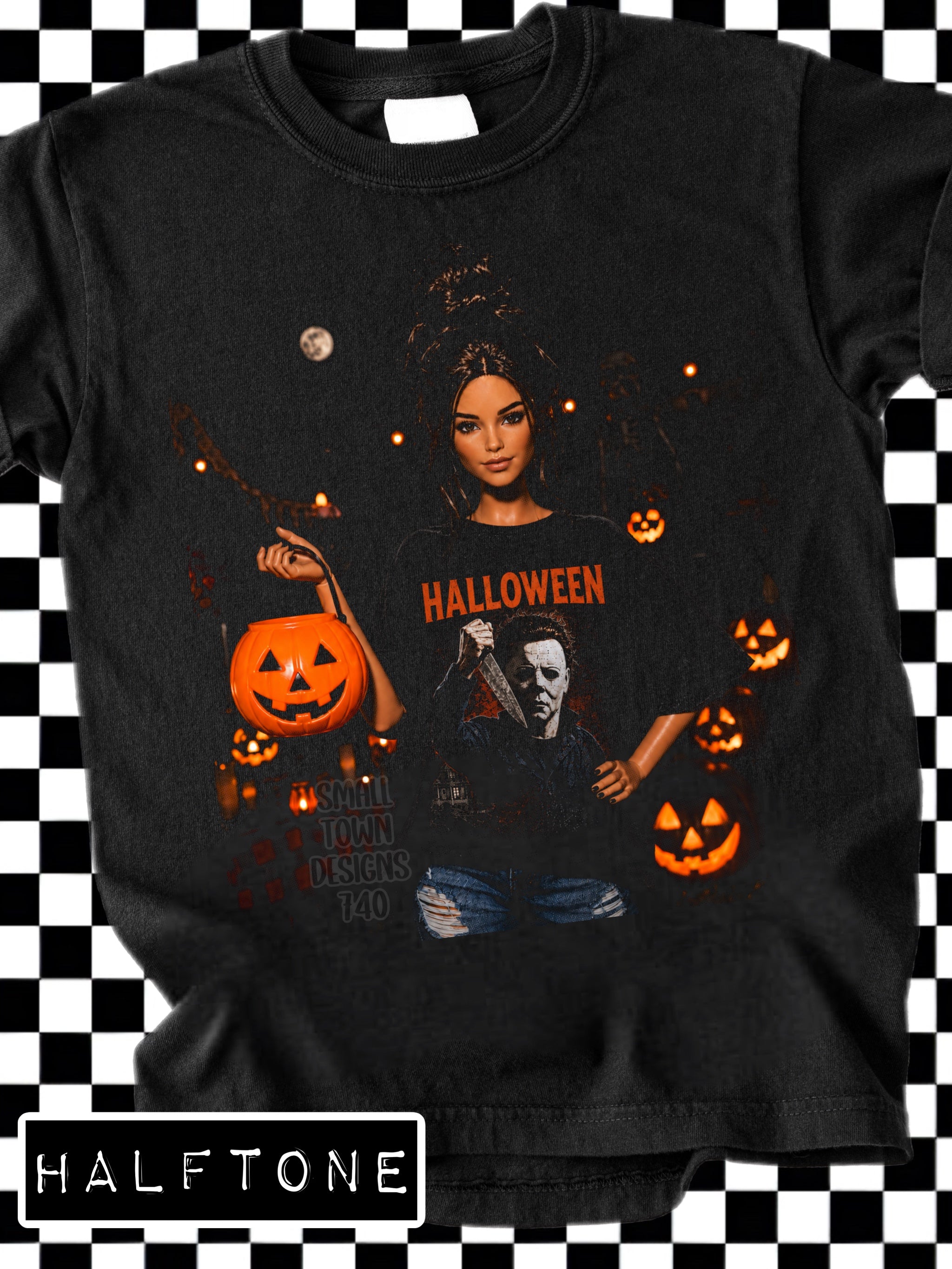 DTF PRINT - Halloween American Girl Doll Ghost Face Pumpkin Main image
