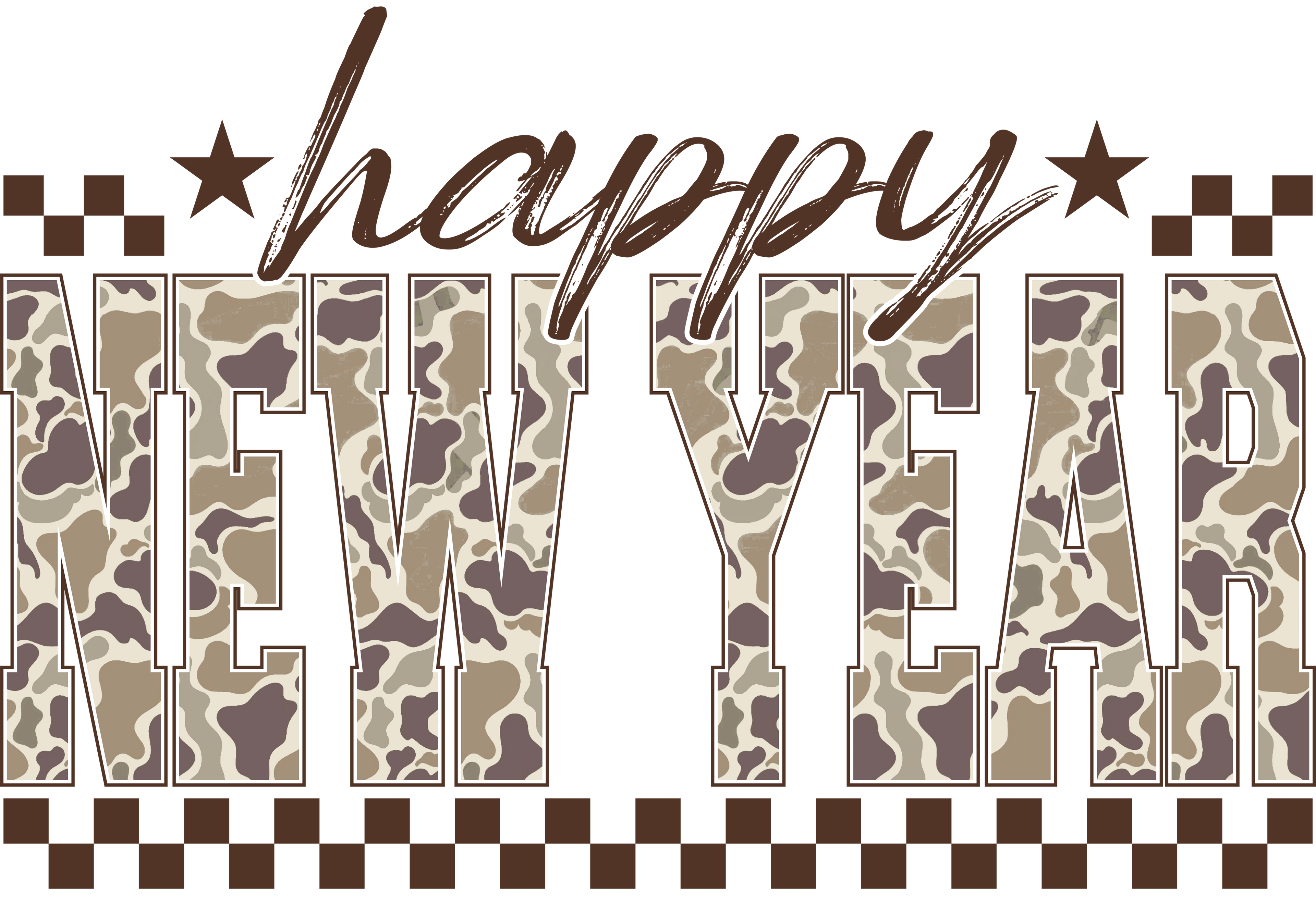 DTF Print-Camo Happy New Year