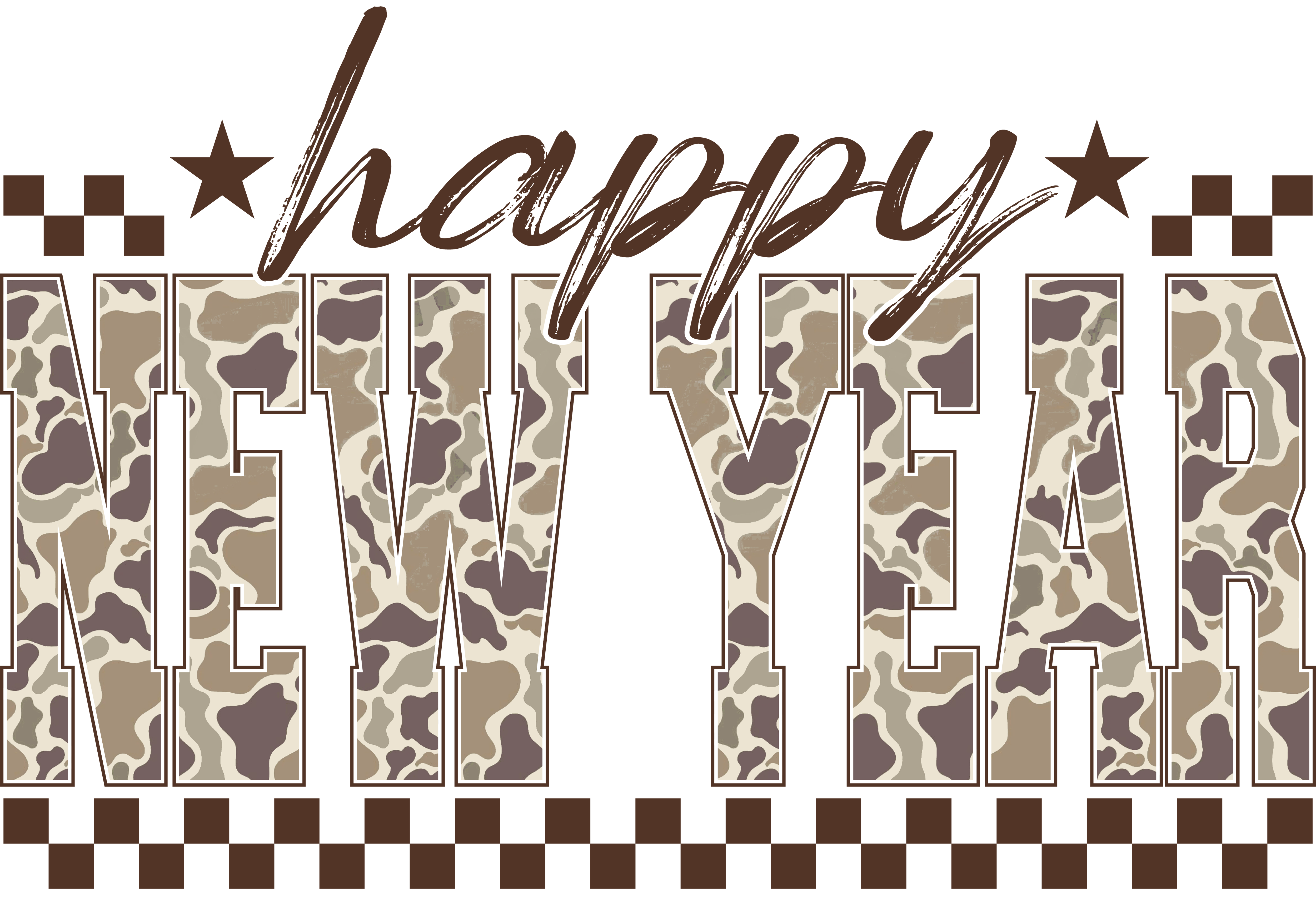 DTF Print-Camo Happy New Year
