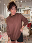 Moon Ryder Mockneck Sweatshirt- Chocolate Brown