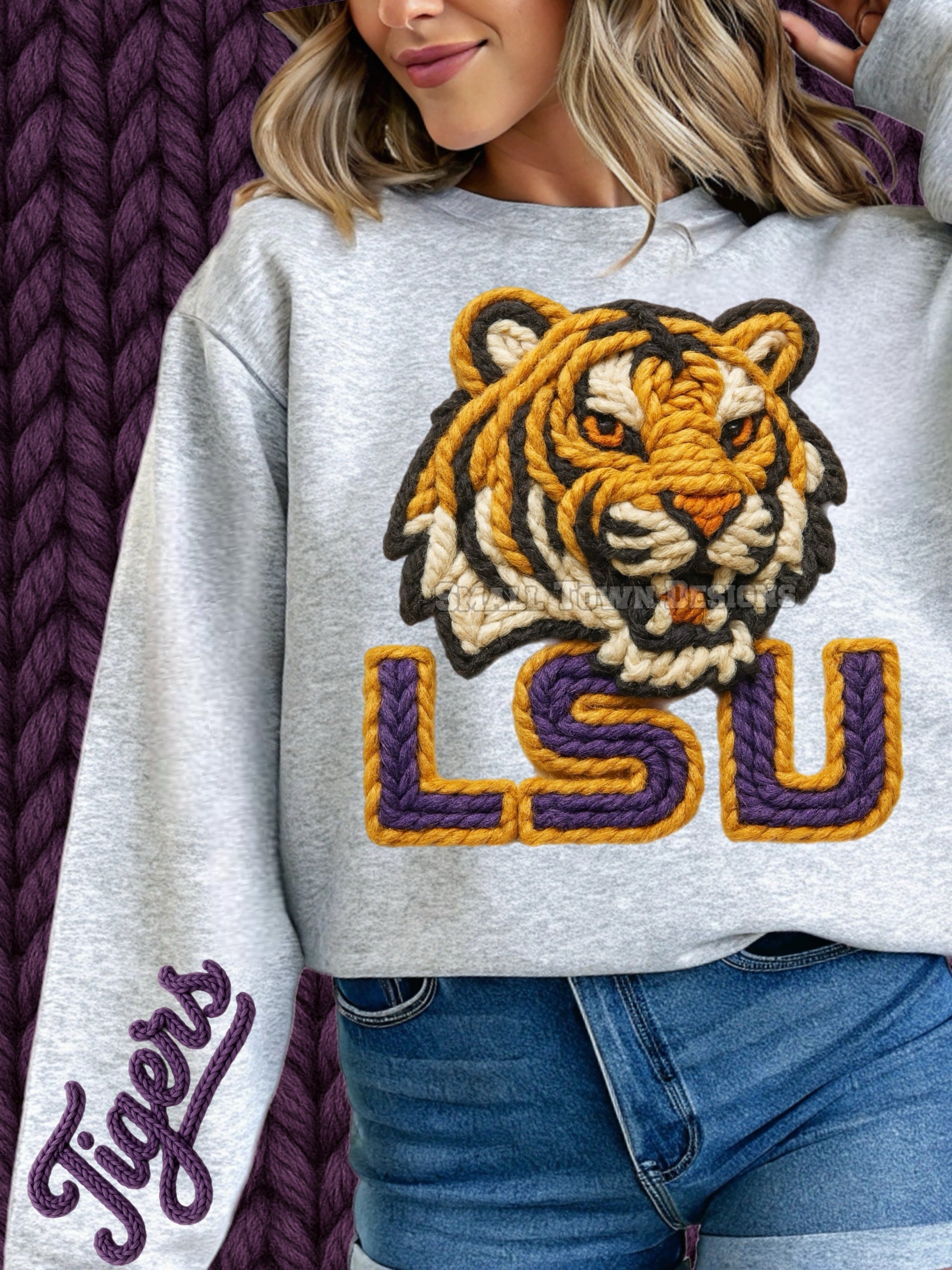 DTF Print LSU Tiger Yarn