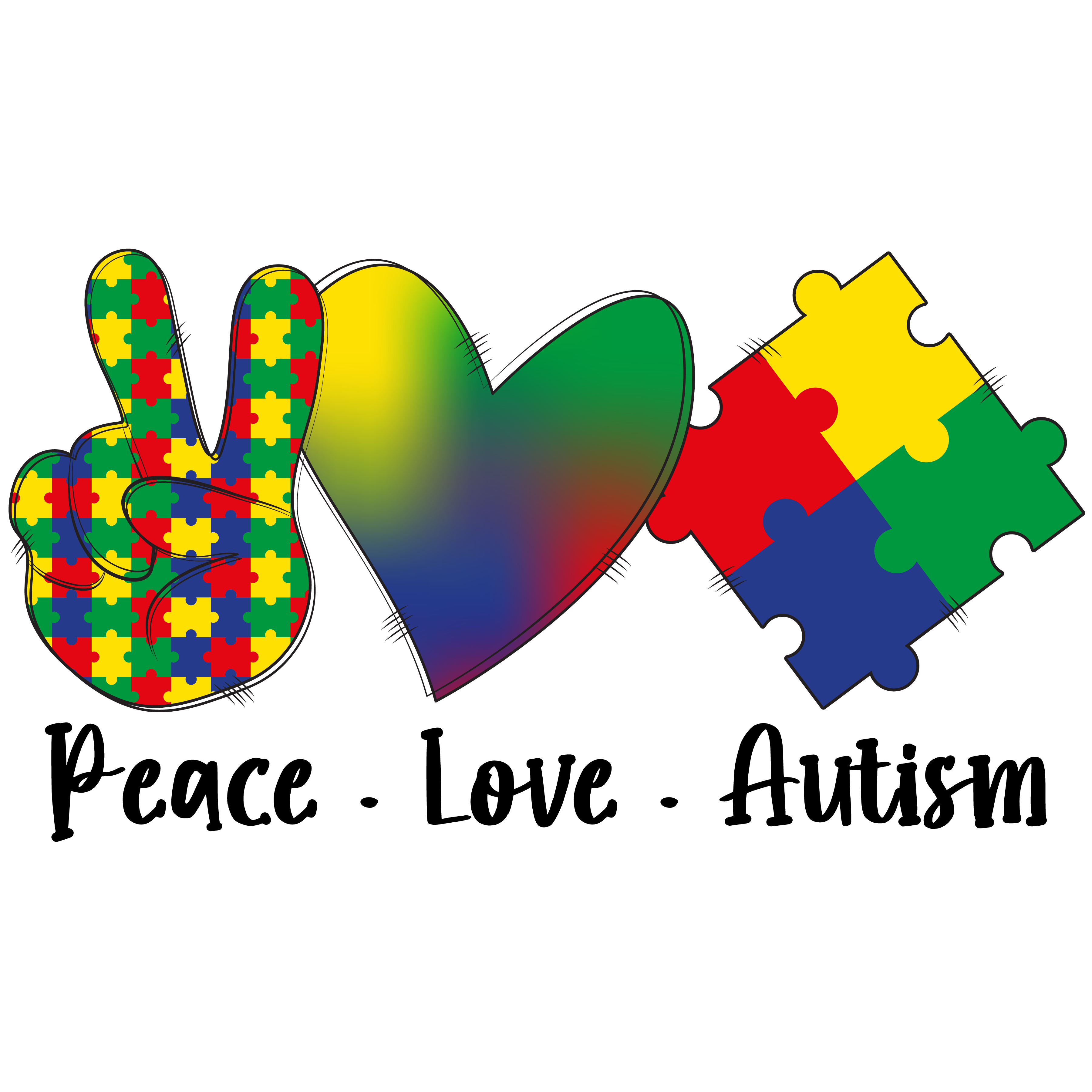 HTV Prints - Peace Love Autism - The Vinyl Haus Main image