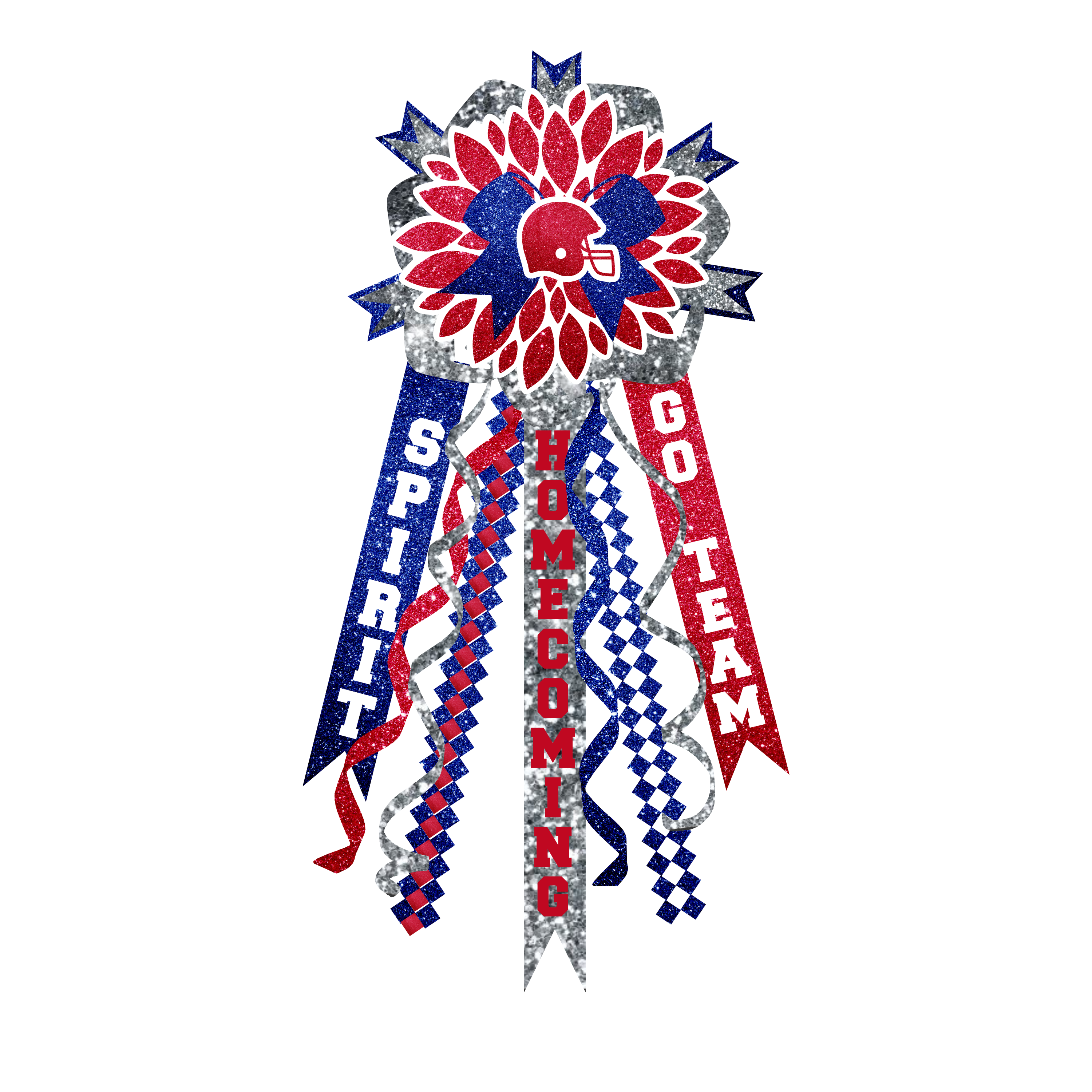 HTV Prints - Blue Red and Silver Homecoming Mum Main image