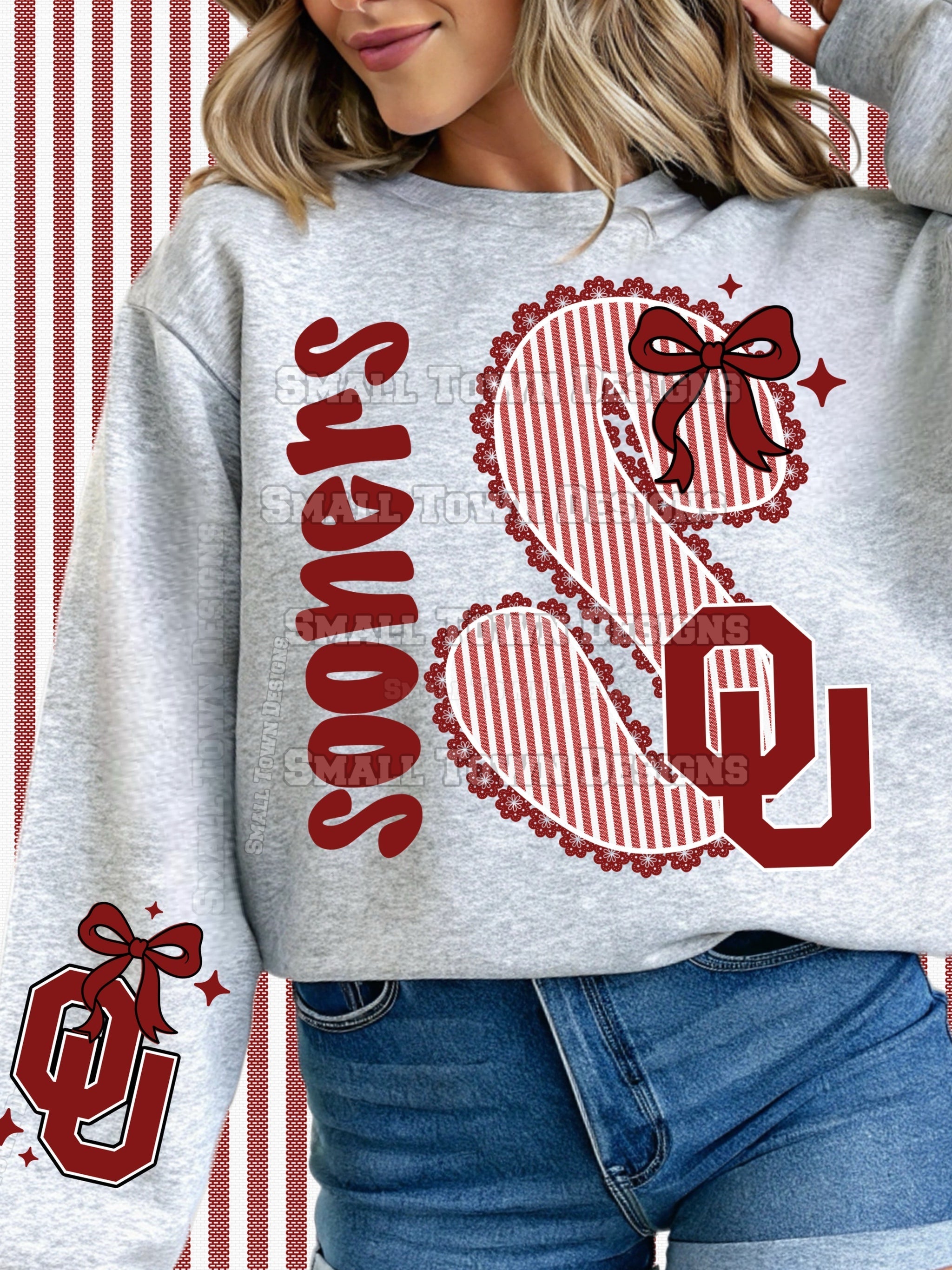DTF Print OU Sooners Striped Lace Main image