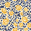 Blue and Yellow Floral  Pattern Vinyl 12" x 12" - The Vinyl Haus