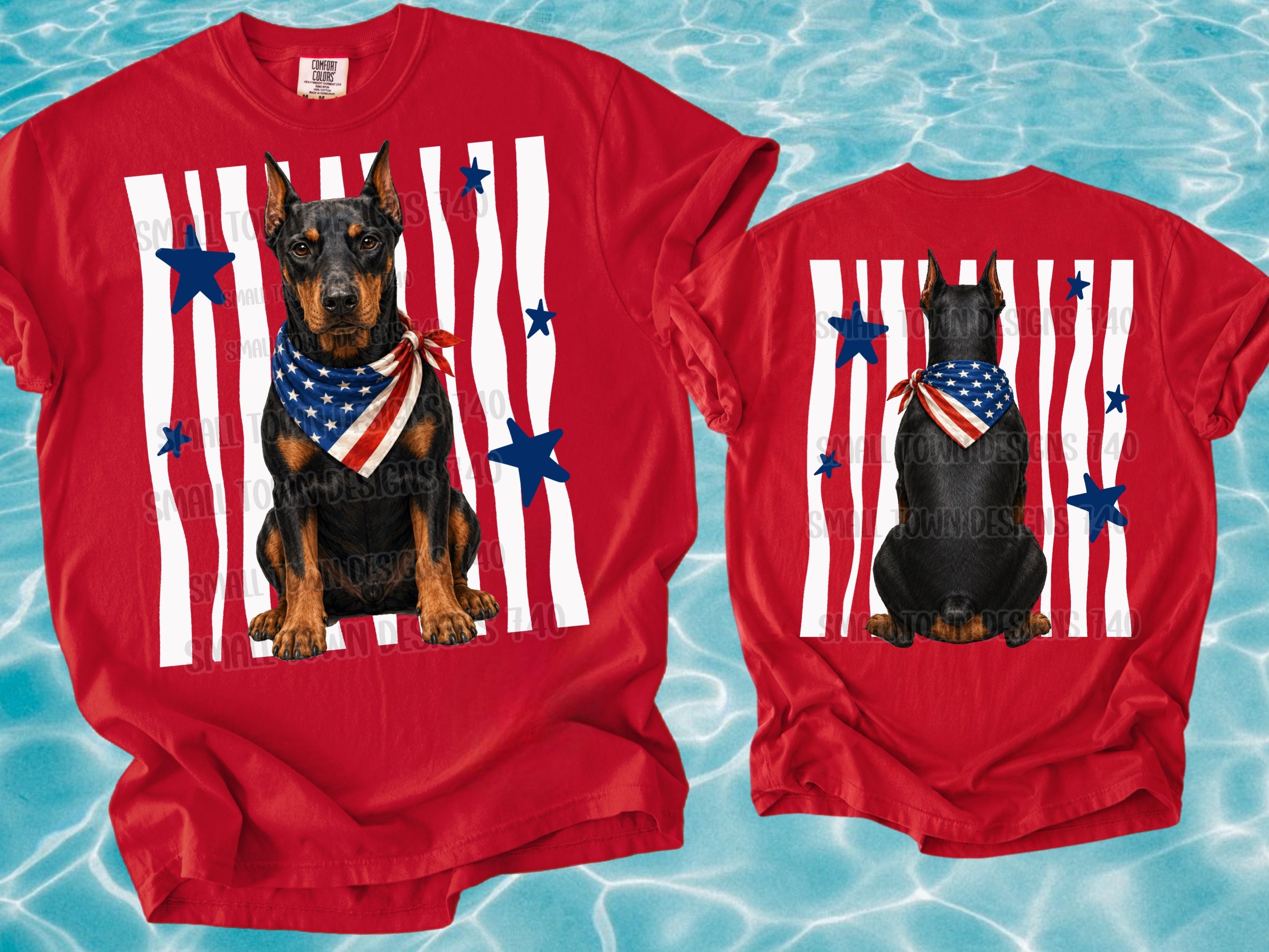 DTF PRINT Patriotic Doberman Dog