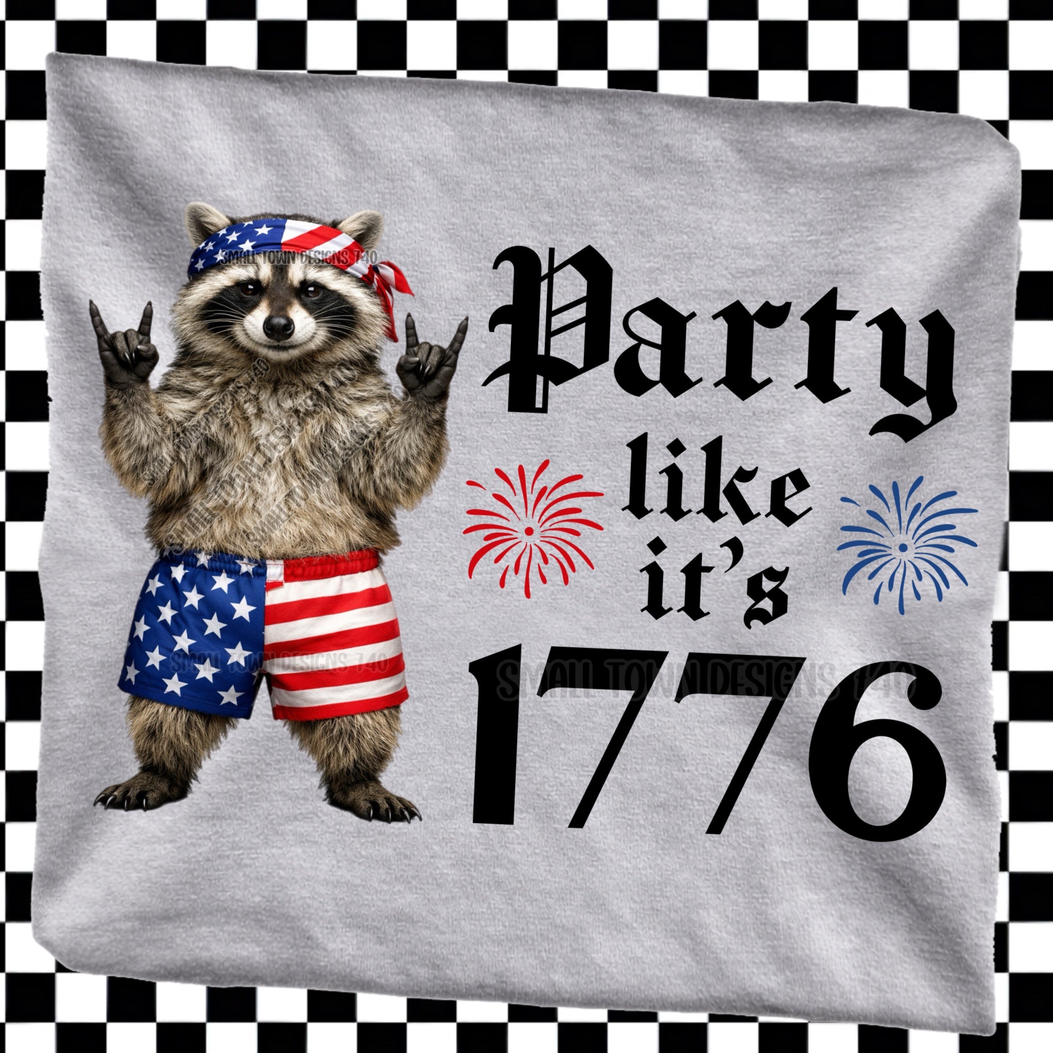 DTF PRINT Patriotic Party 1776 Raccoon Main image