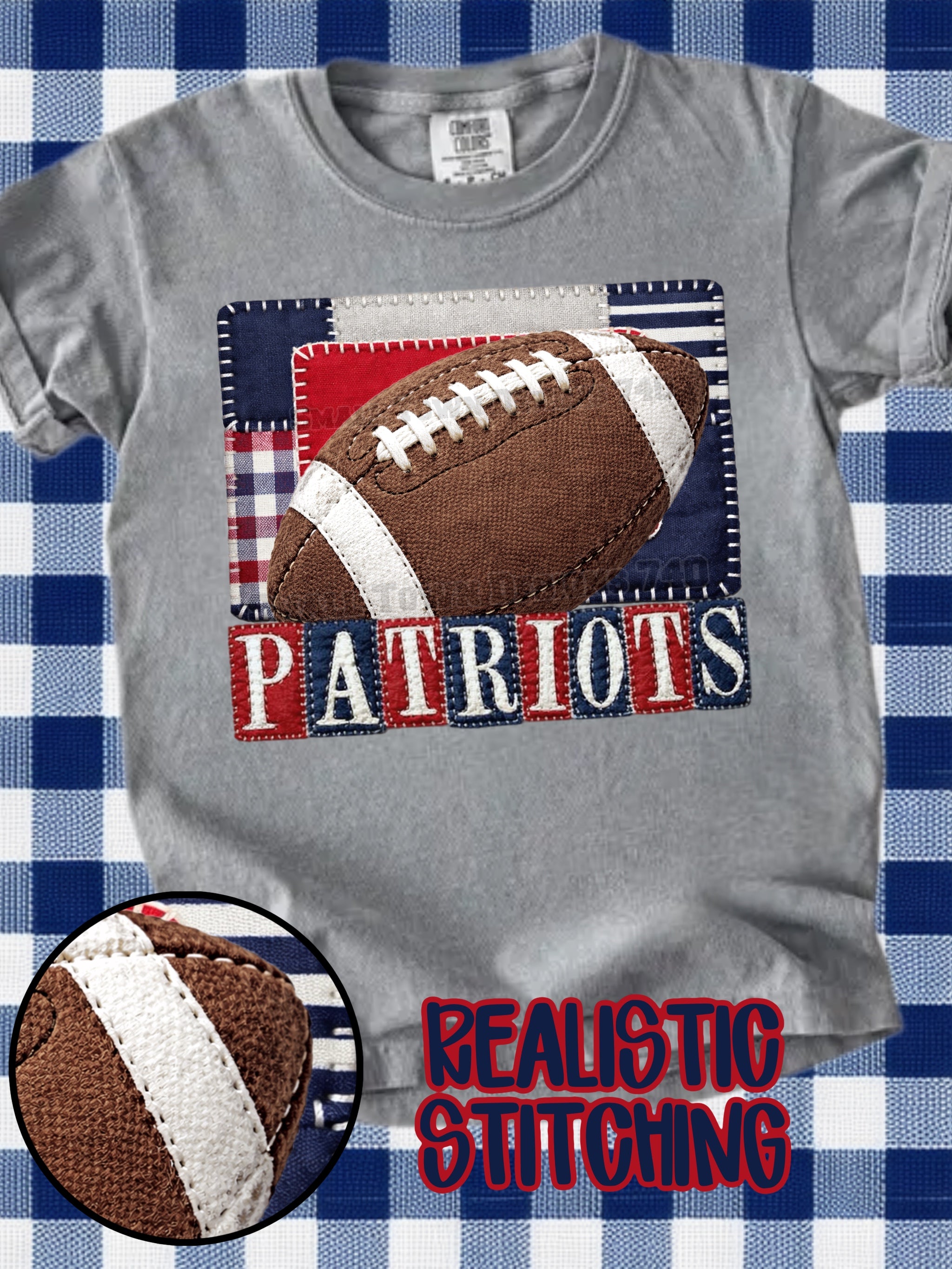 DTF PRINT - Patriots T-Shirt Realistic Stitching Main image