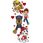 DTF Print-Paw Patrol Valentine with sleeve design