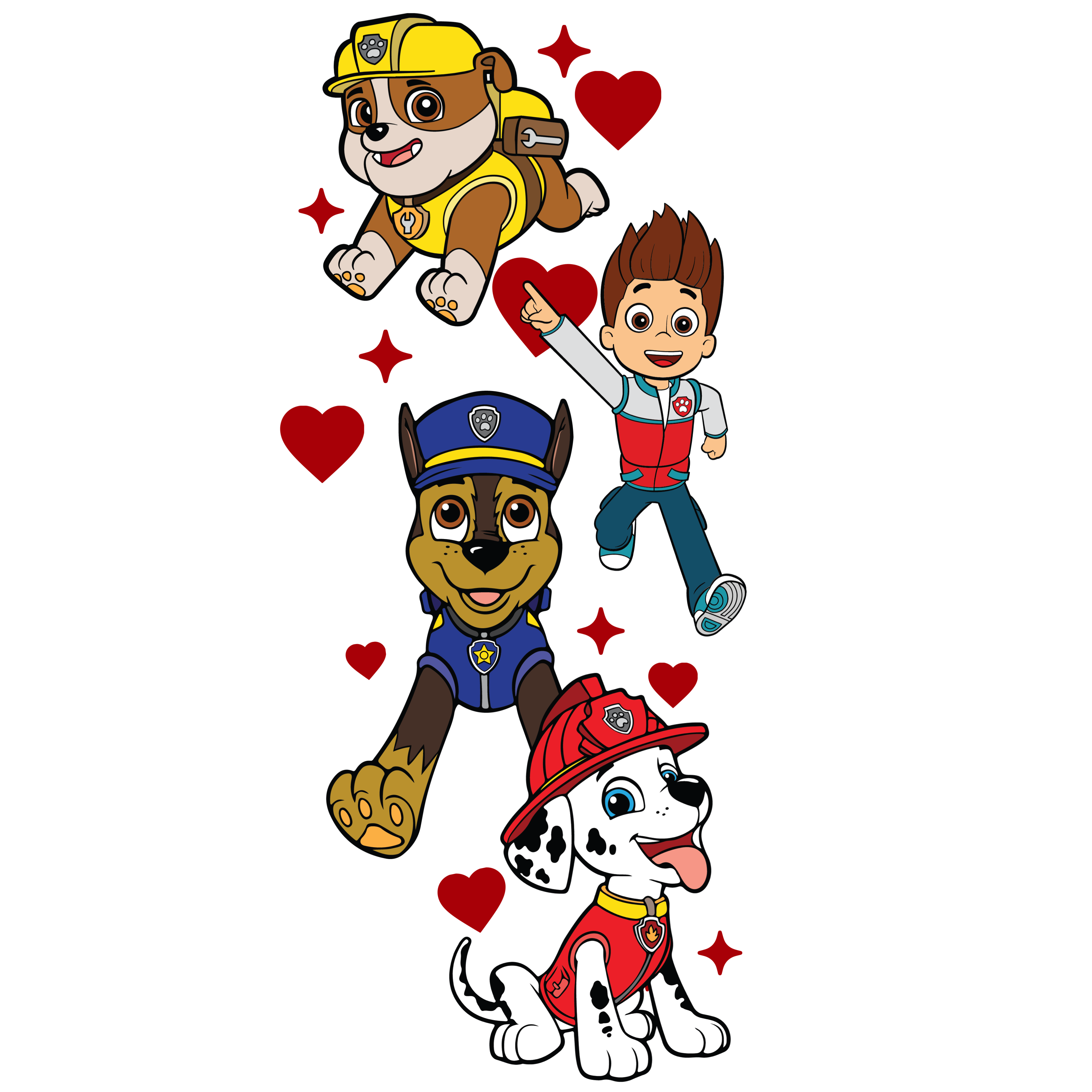 DTF Print-Paw Patrol Valentine with sleeve design