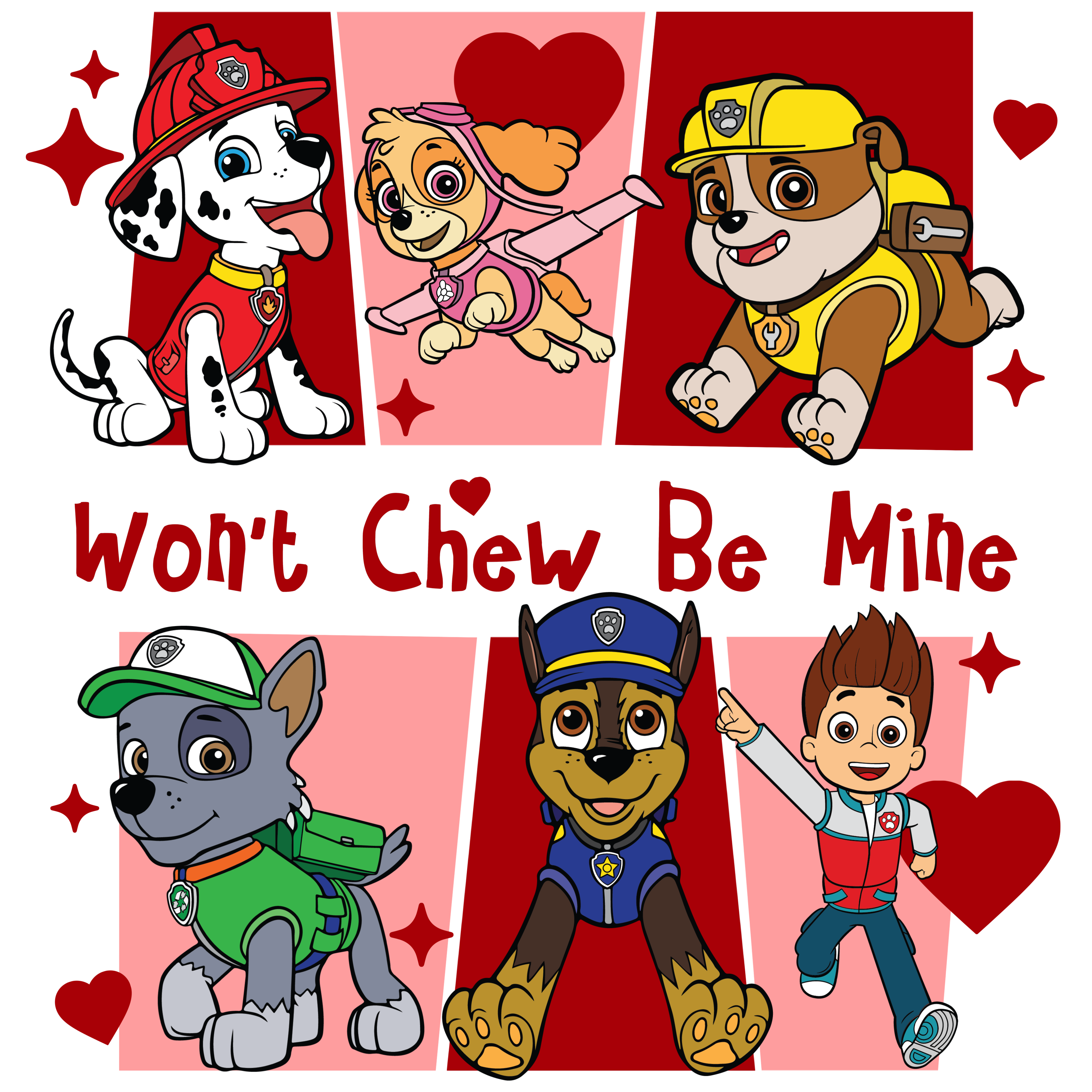 DTF Print-Paw Patrol Valentine with sleeve design Main image