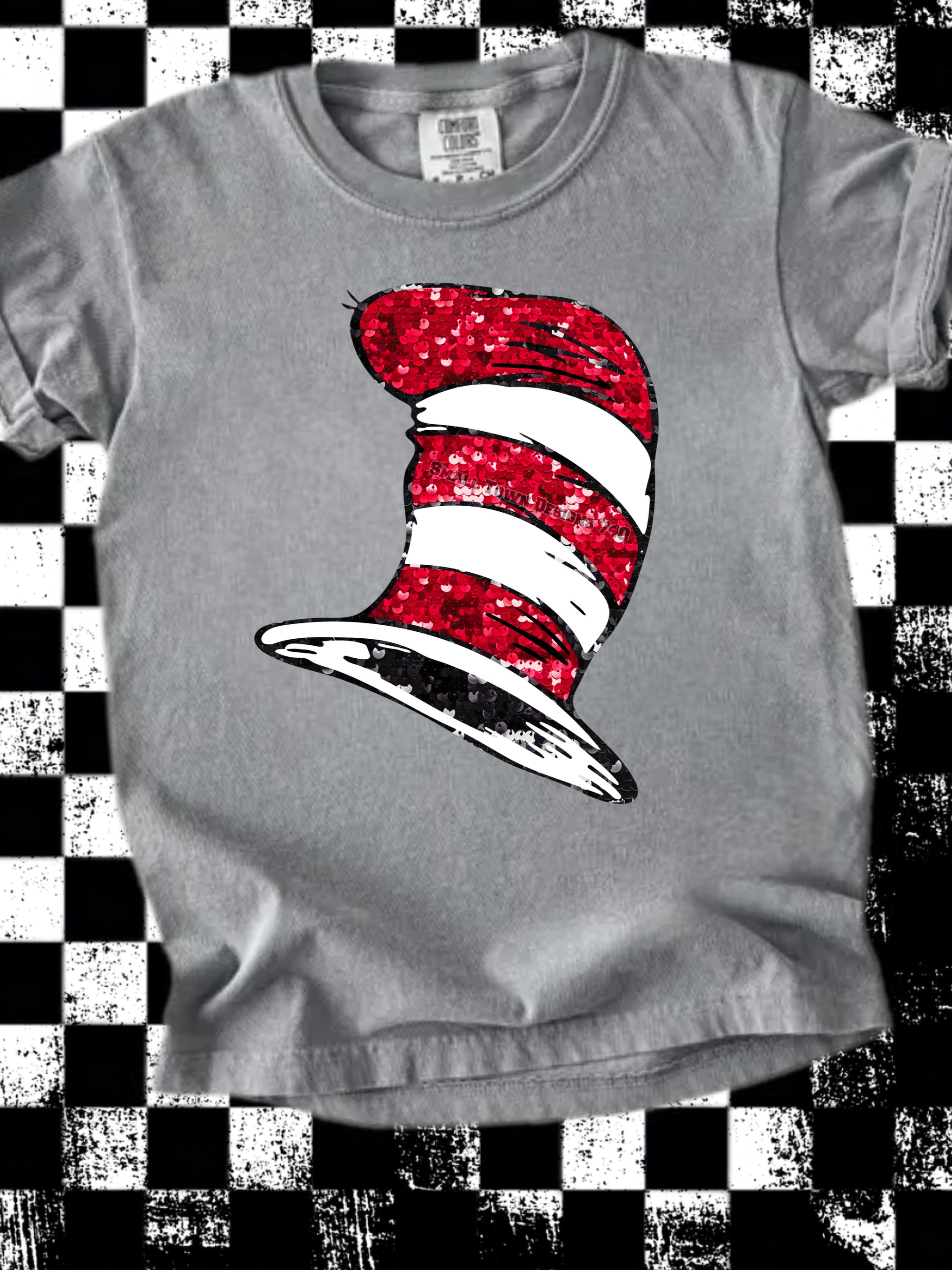 DTF Print Sequin Cat in the hat Main image