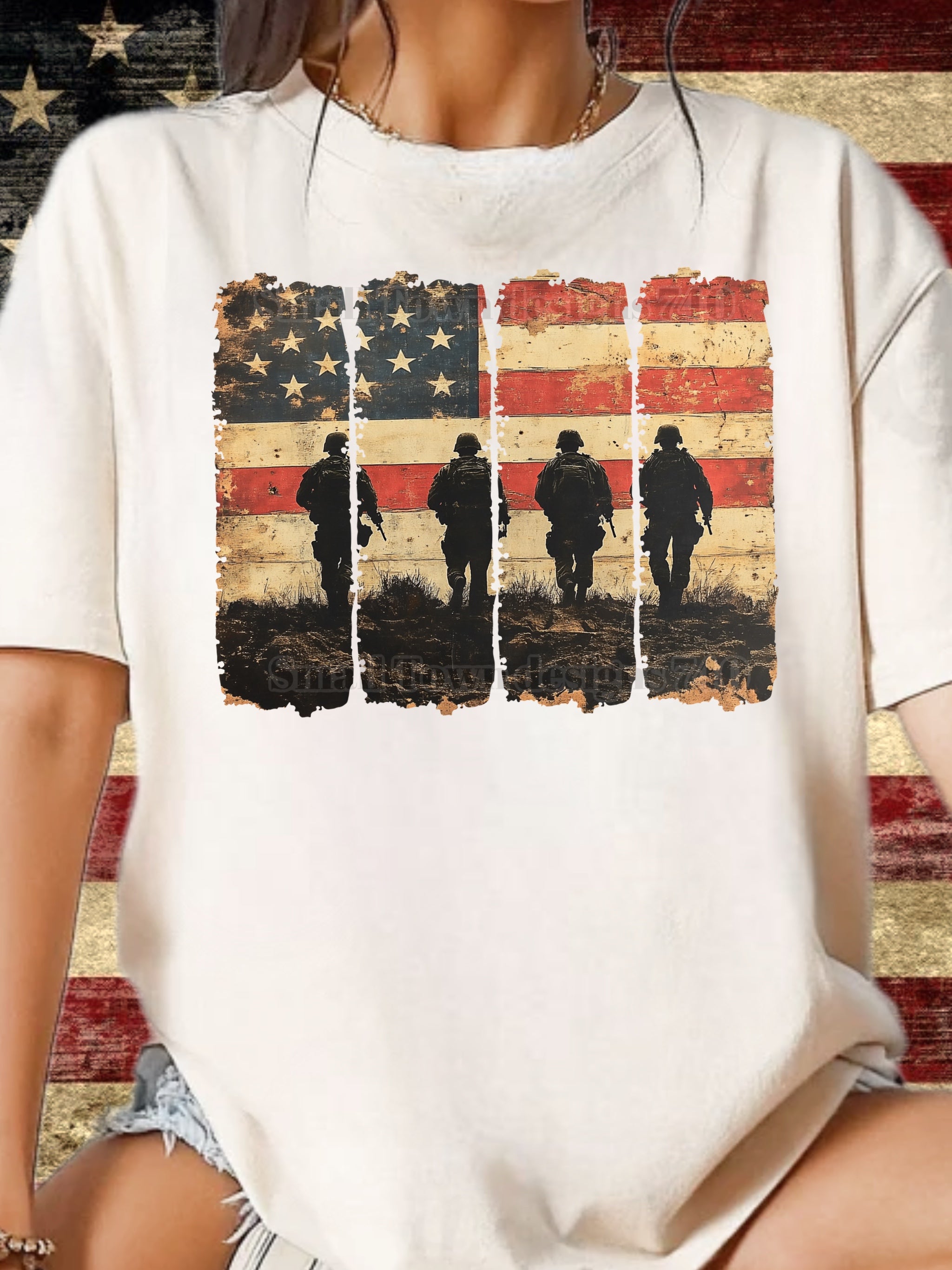 DTF Print Soldiers and Flag Main image