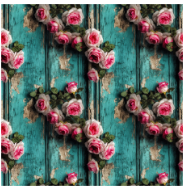 Turquoise Background Pink Rose Patterned Vinyl 12" x 12" - The Vinyl Haus Main image