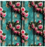 Turquoise Background Pink Rose Patterned Vinyl 12" x 12" - The Vinyl Haus