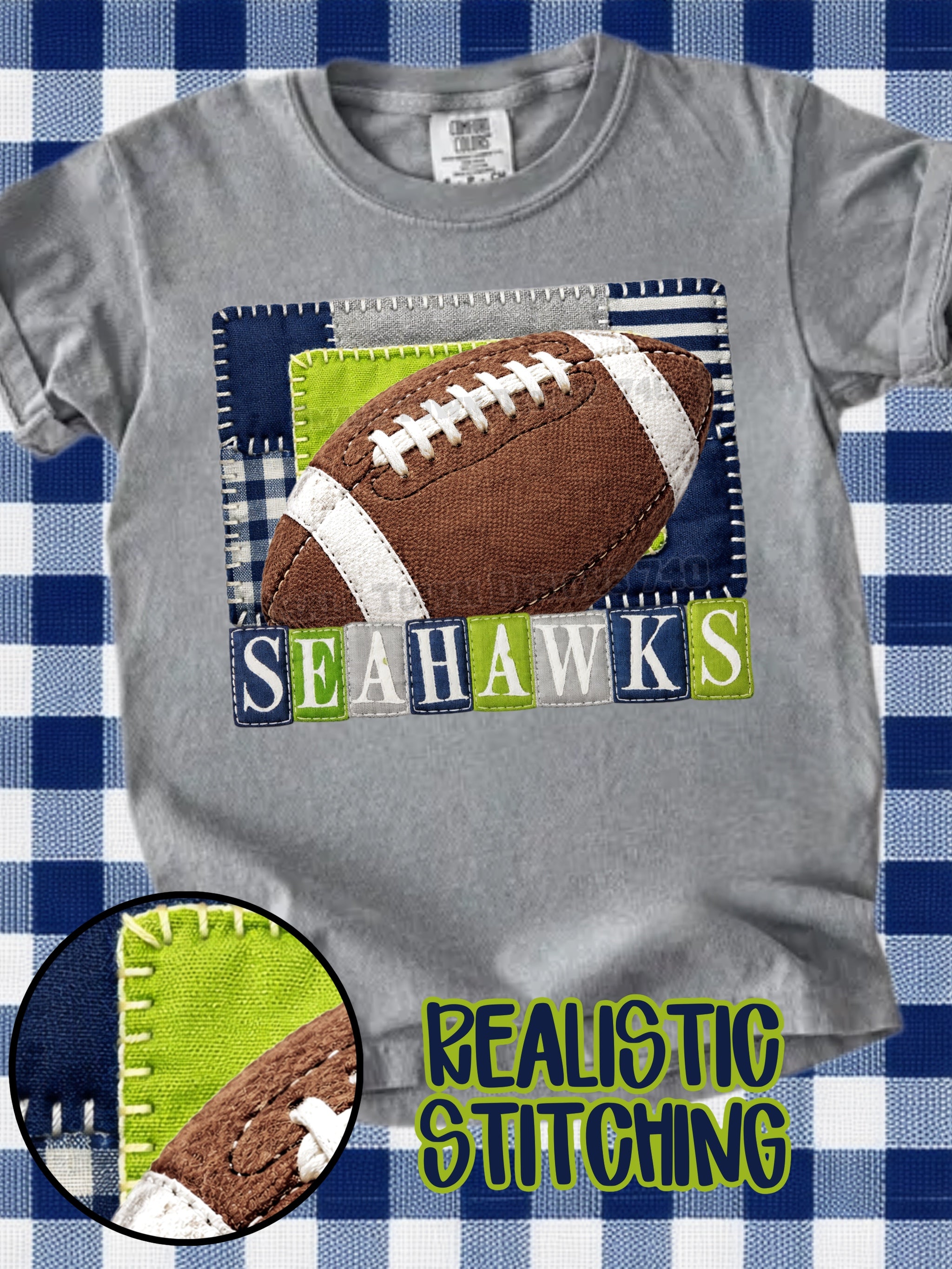 DTF PRINT -Seahawks Football Checkerboard T-Shirt Main image