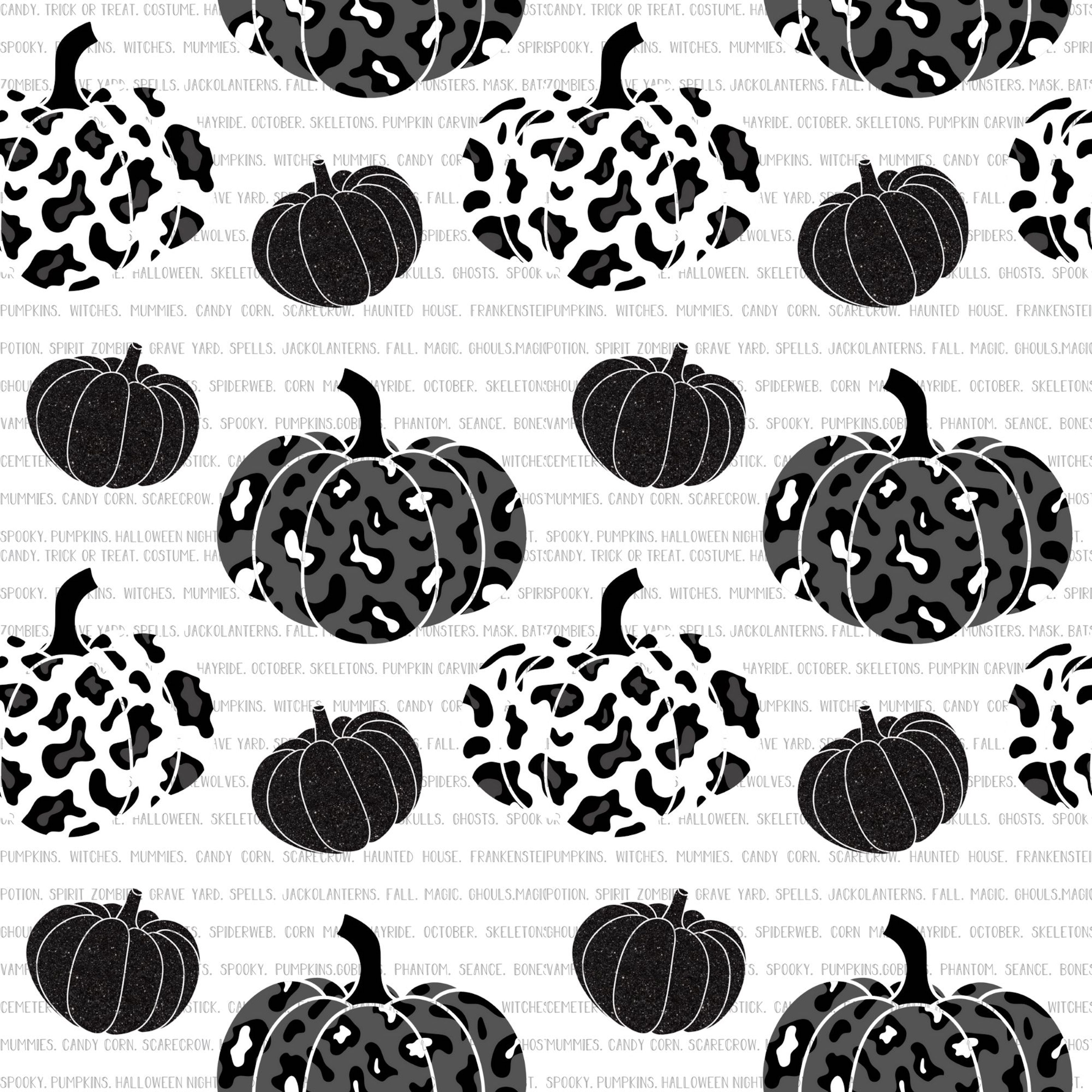 Black and White Leopard Pumpkins With Words Pattern Vinyl 12" x 12 - The Vinyl Haus Main image