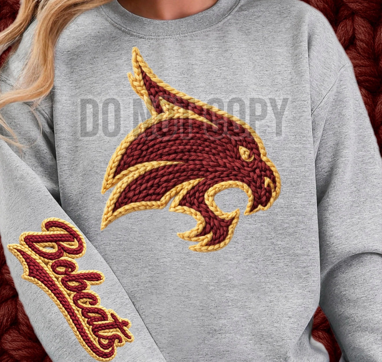 DTF Print TXST Bobcats Faux Yarn