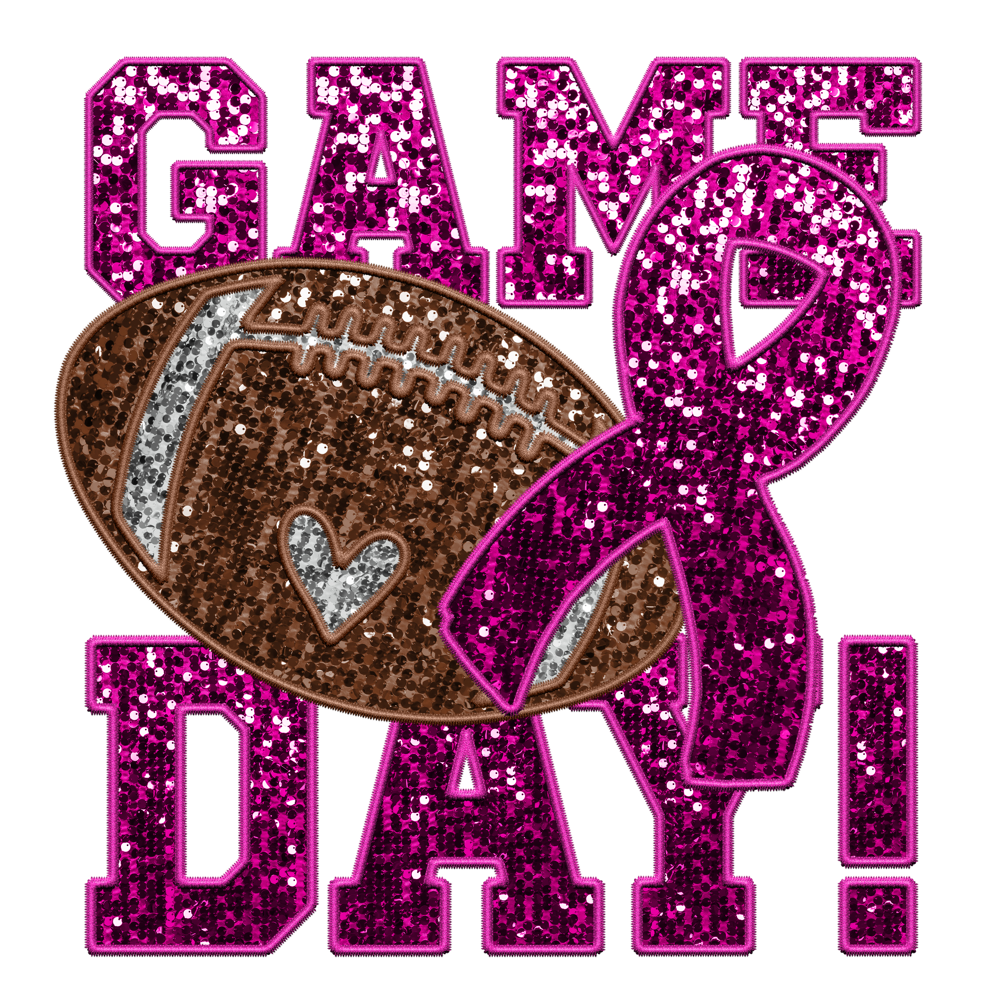 HTV Prints - Pink Sequin Game Day With Ribbon Main image