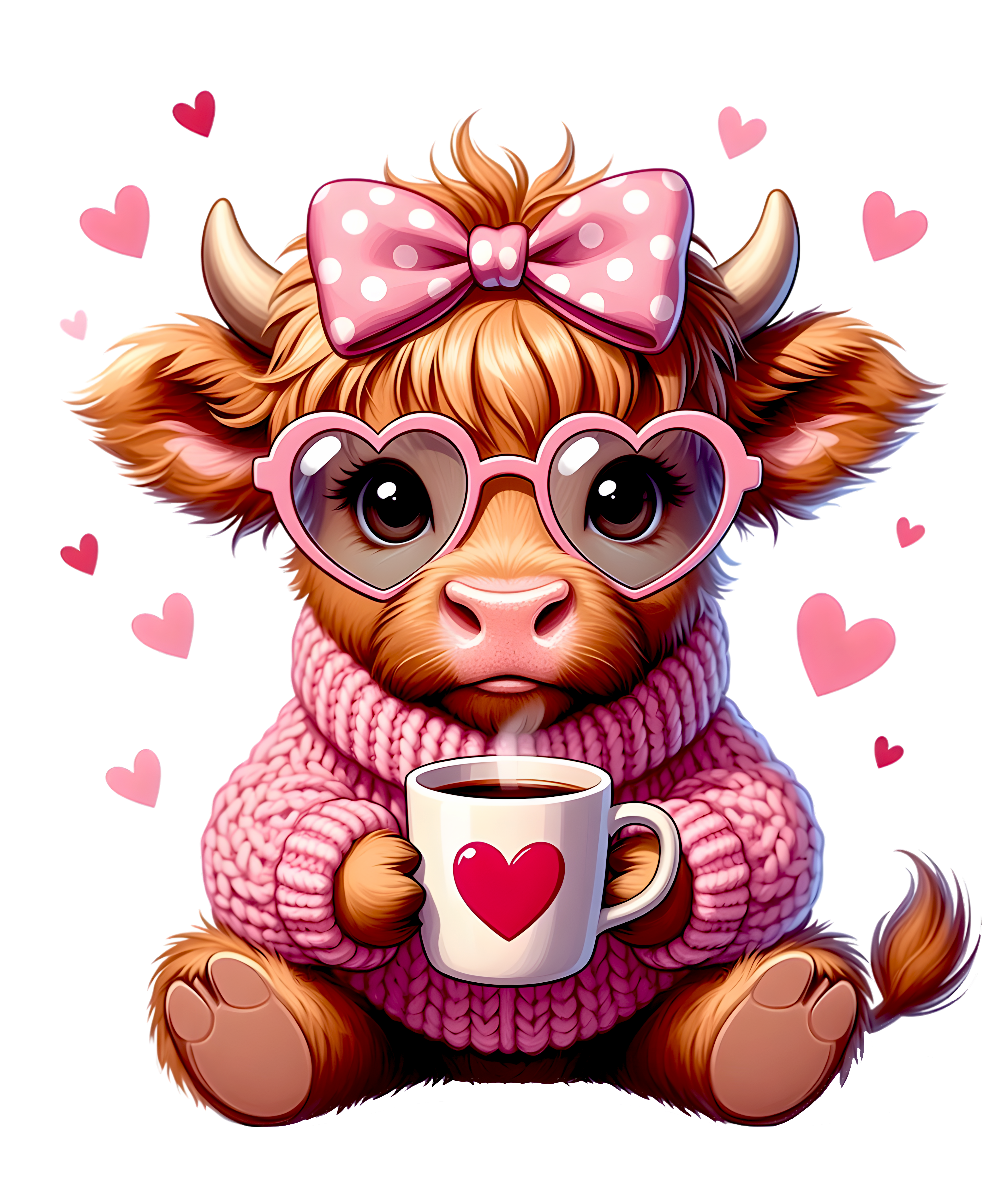 DTF Print-Valentine's Highland Cow Main image