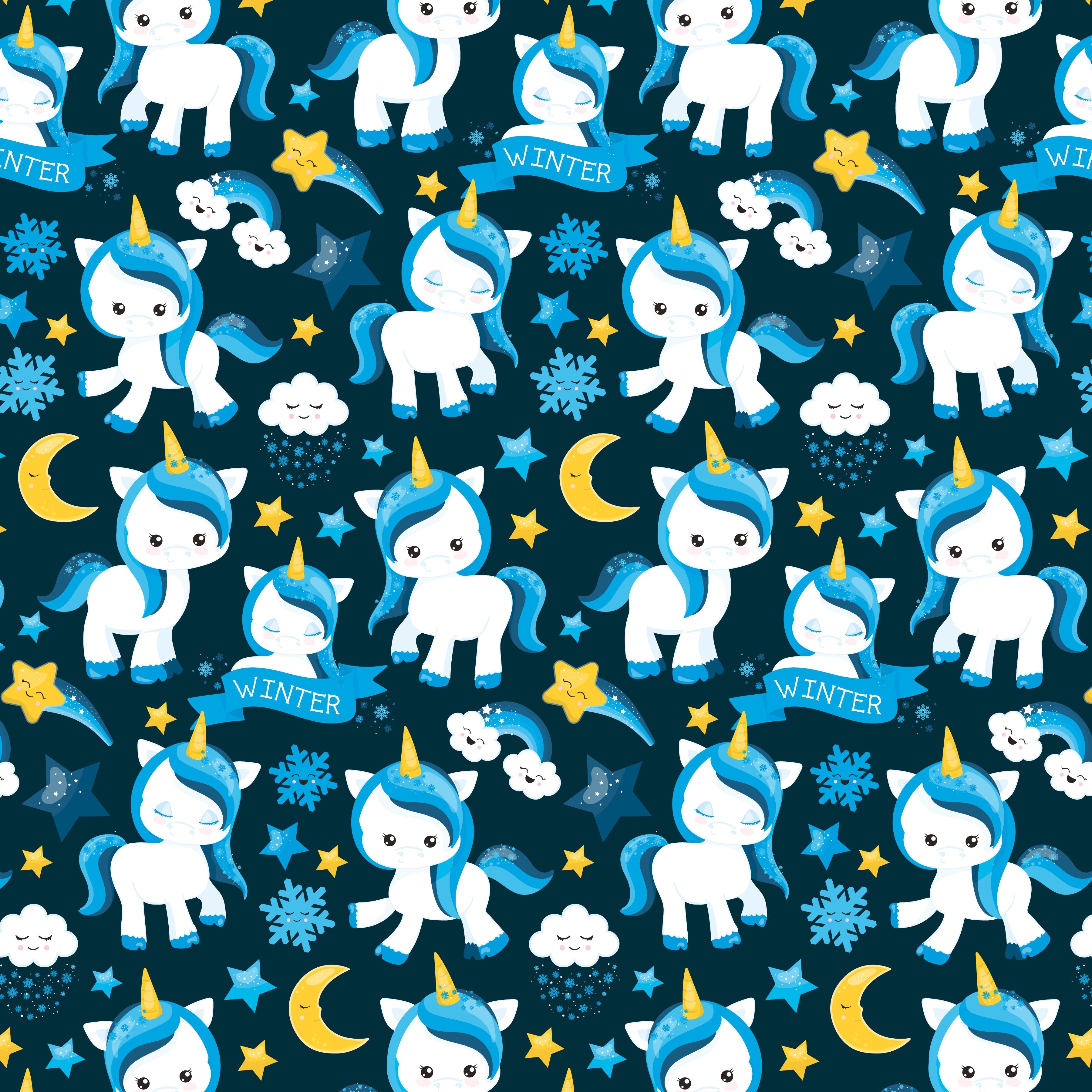 Winter Unicorn and Clouds Pattern Vinyl 12" x 12" - The Vinyl Haus Main image